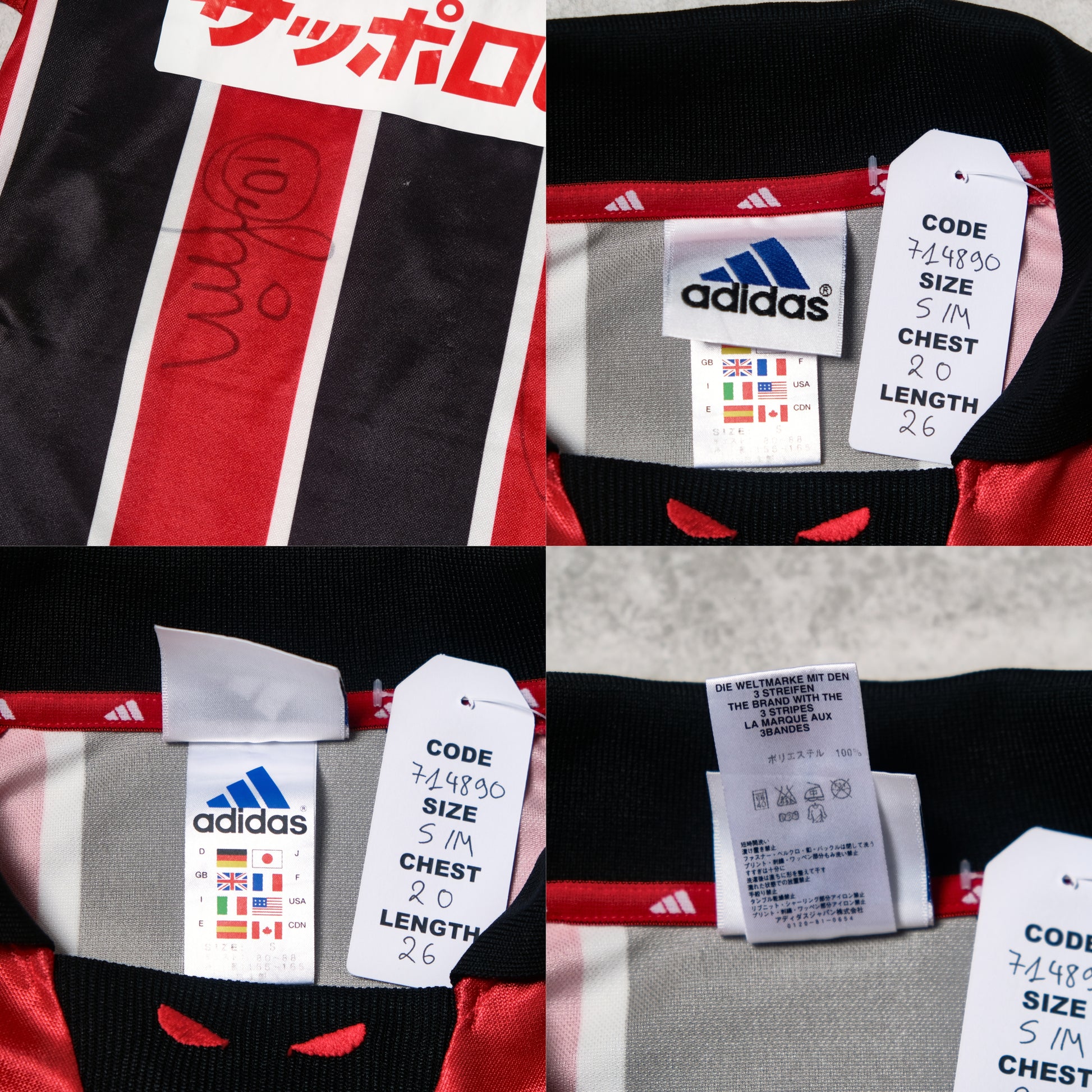2001 Consadole Sapporo Shirt Adidas J-League (S/M)