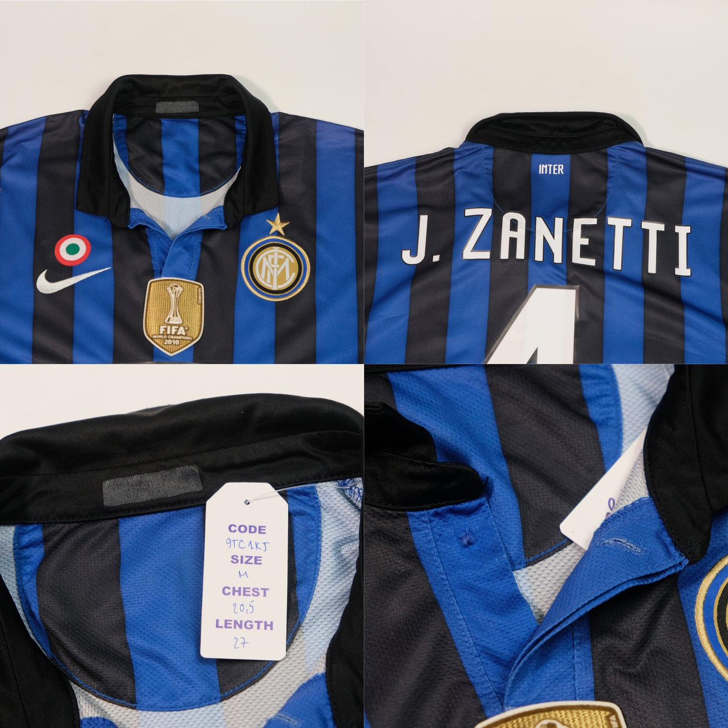 2011/12 Inter Milan Home Shirt Nike Zanetti (M)