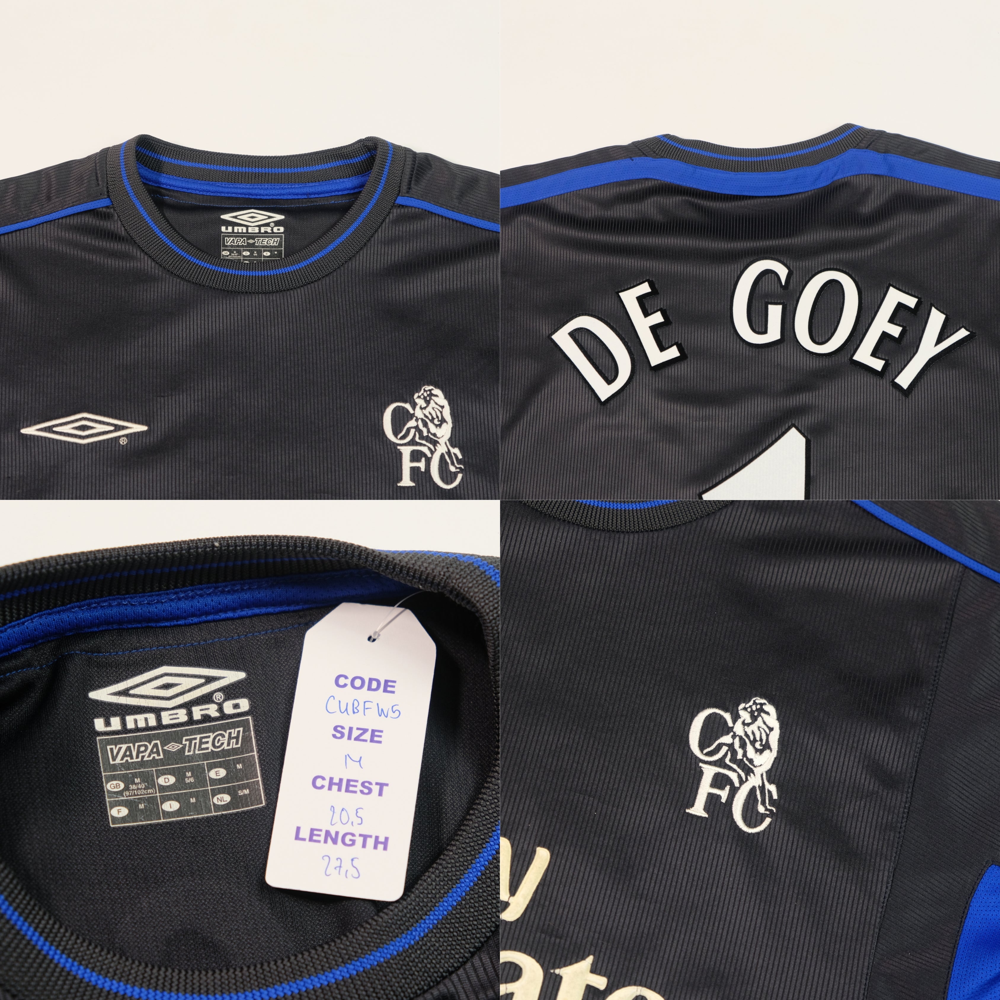 2002/03 Chelsea Away Shirt Umbro De Goey (M)