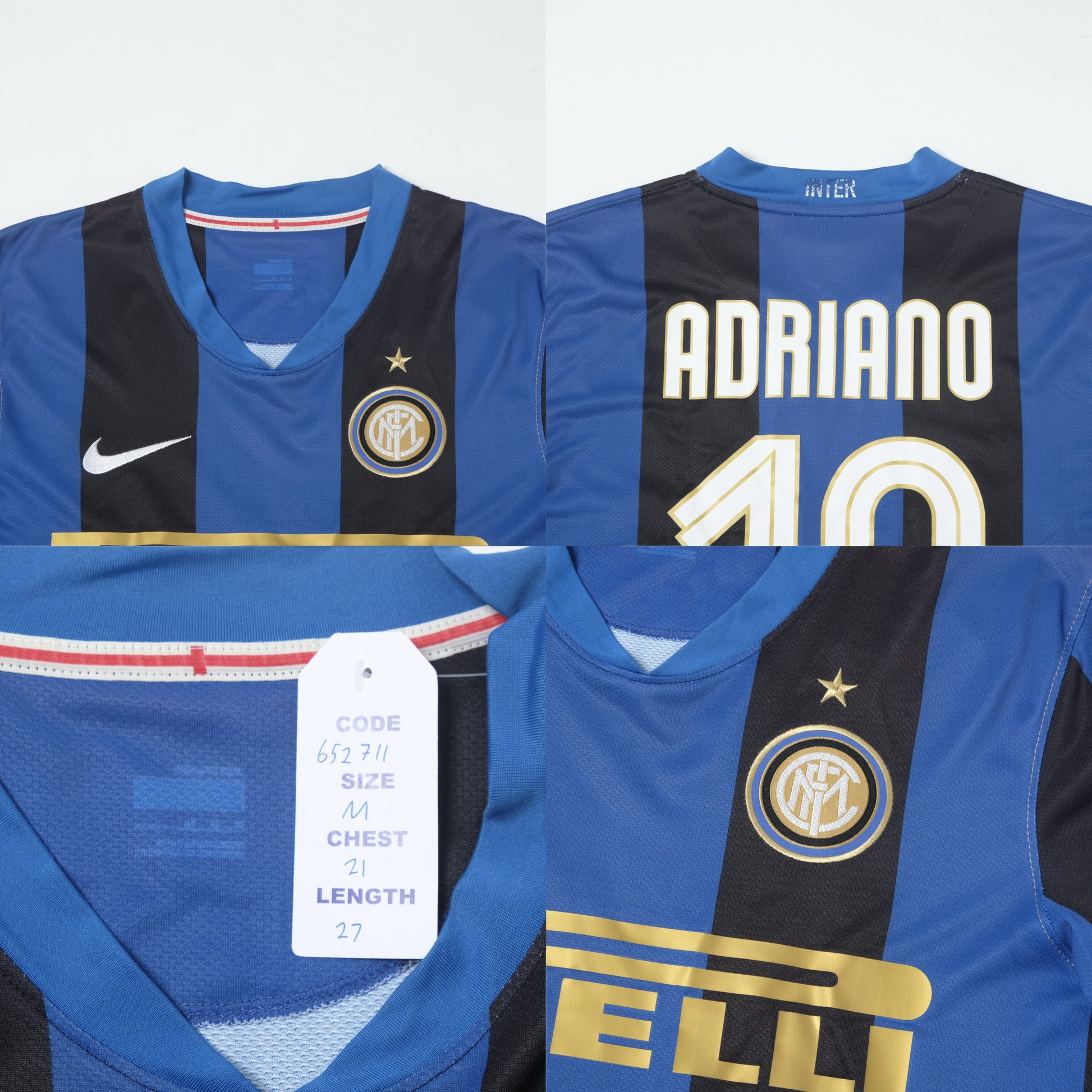 2008/09 Inter Milan Home Shirt Nike Adriano (M)