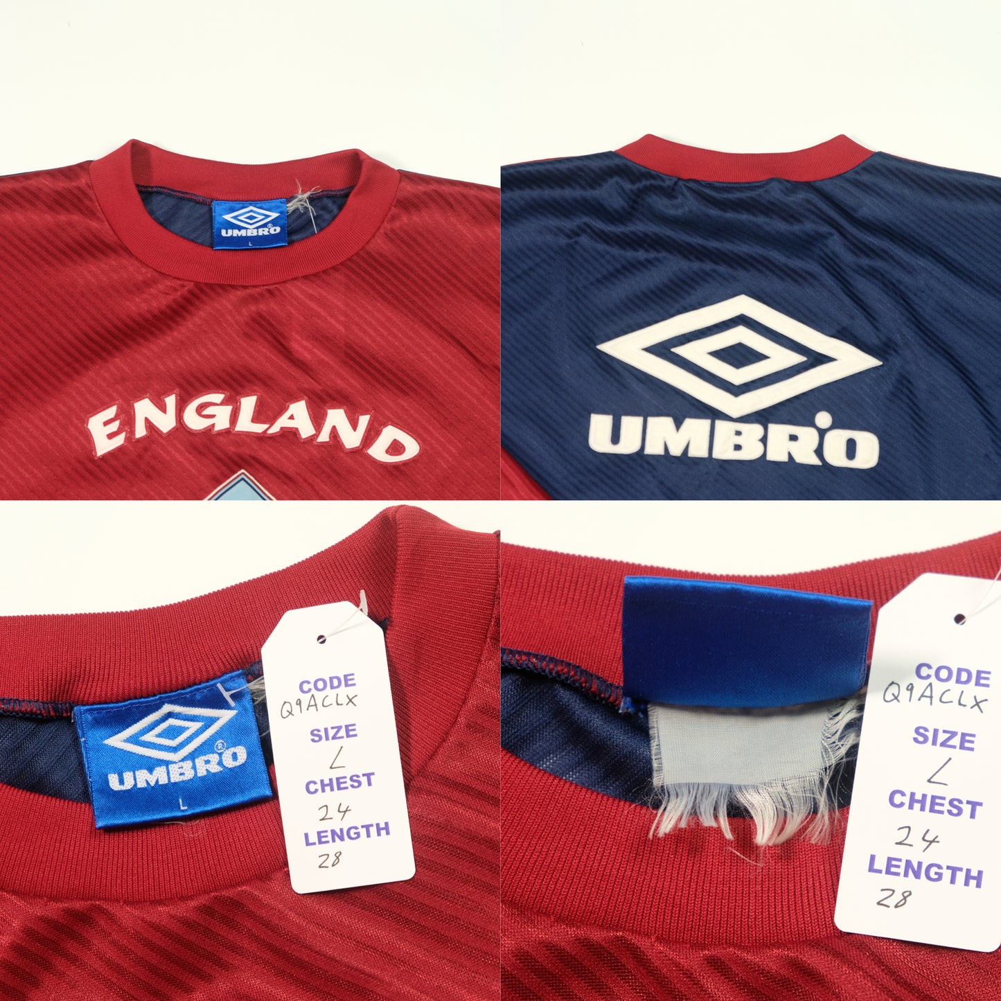 England Umbro 1994 Original Training Football Shirt Large