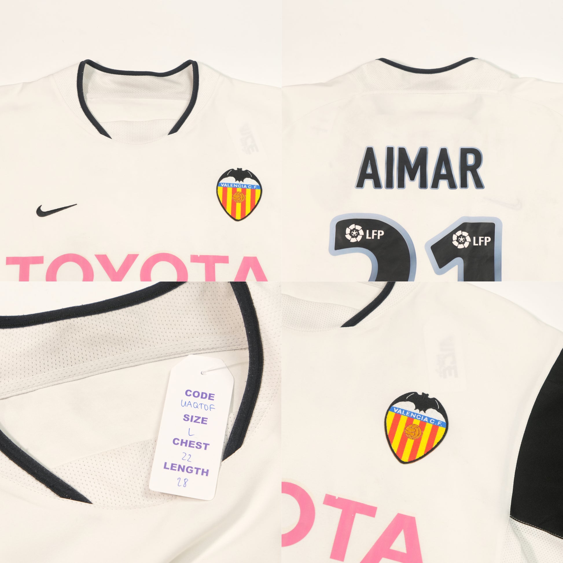 2003/04 Valencia Home Shirt Nike Aimar (L)