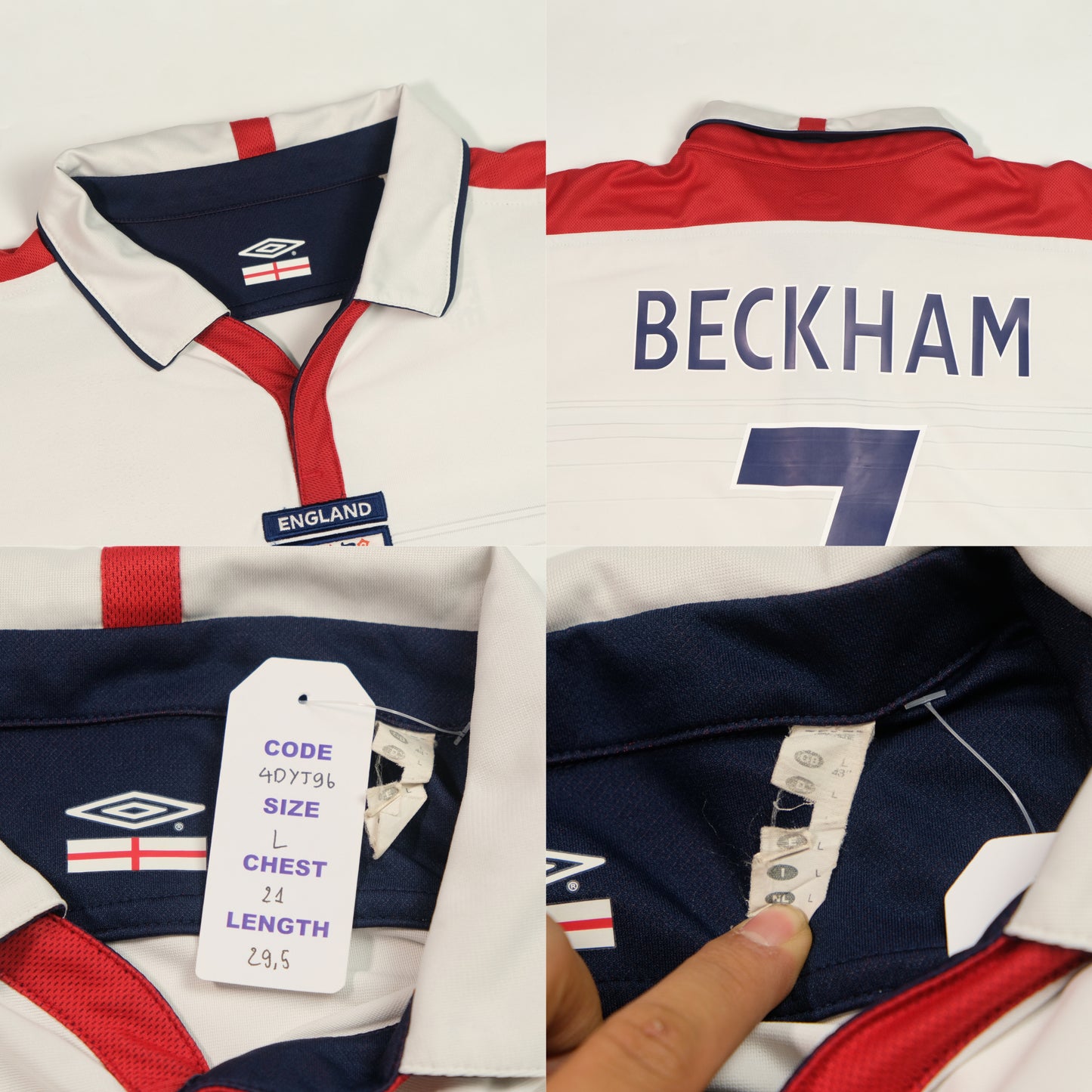 2003/05 England Home Shirt Umbro Beckham (L)