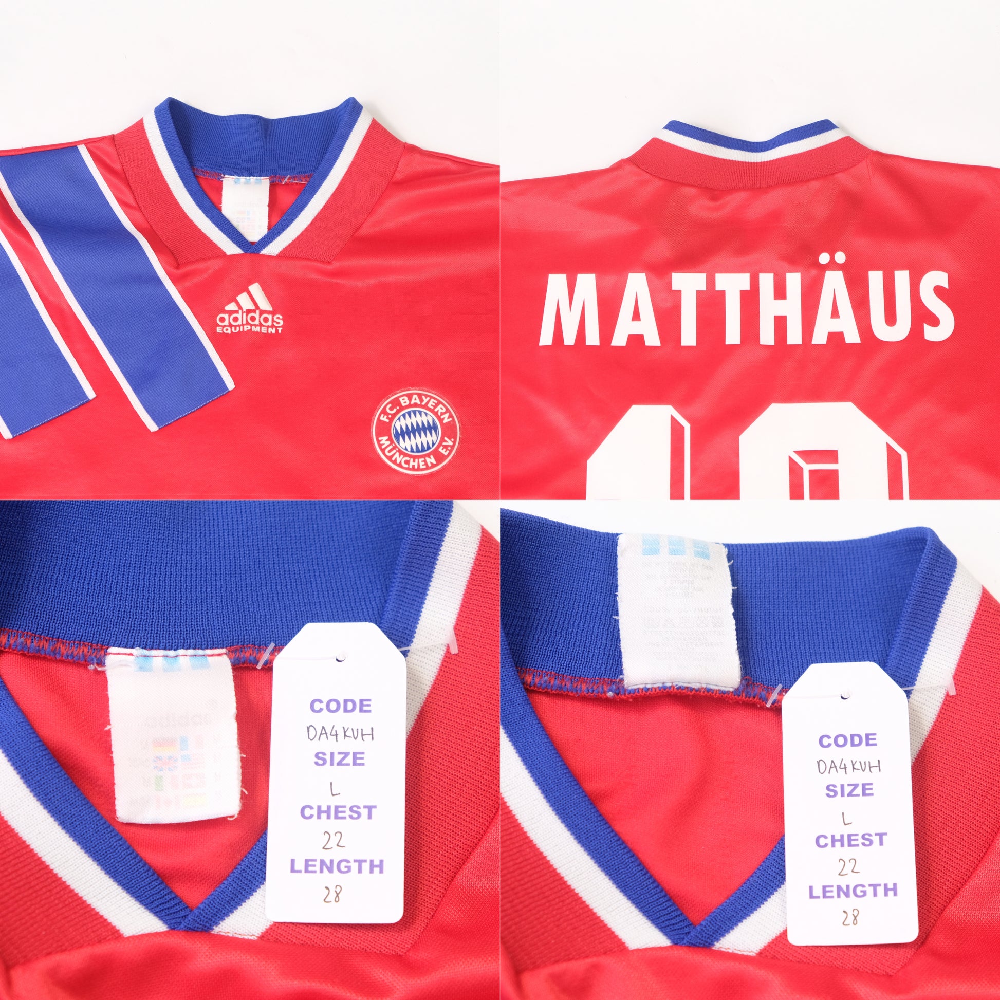 1993/95 Bayern Munich Home Shirt Adidas Matthaus (L)