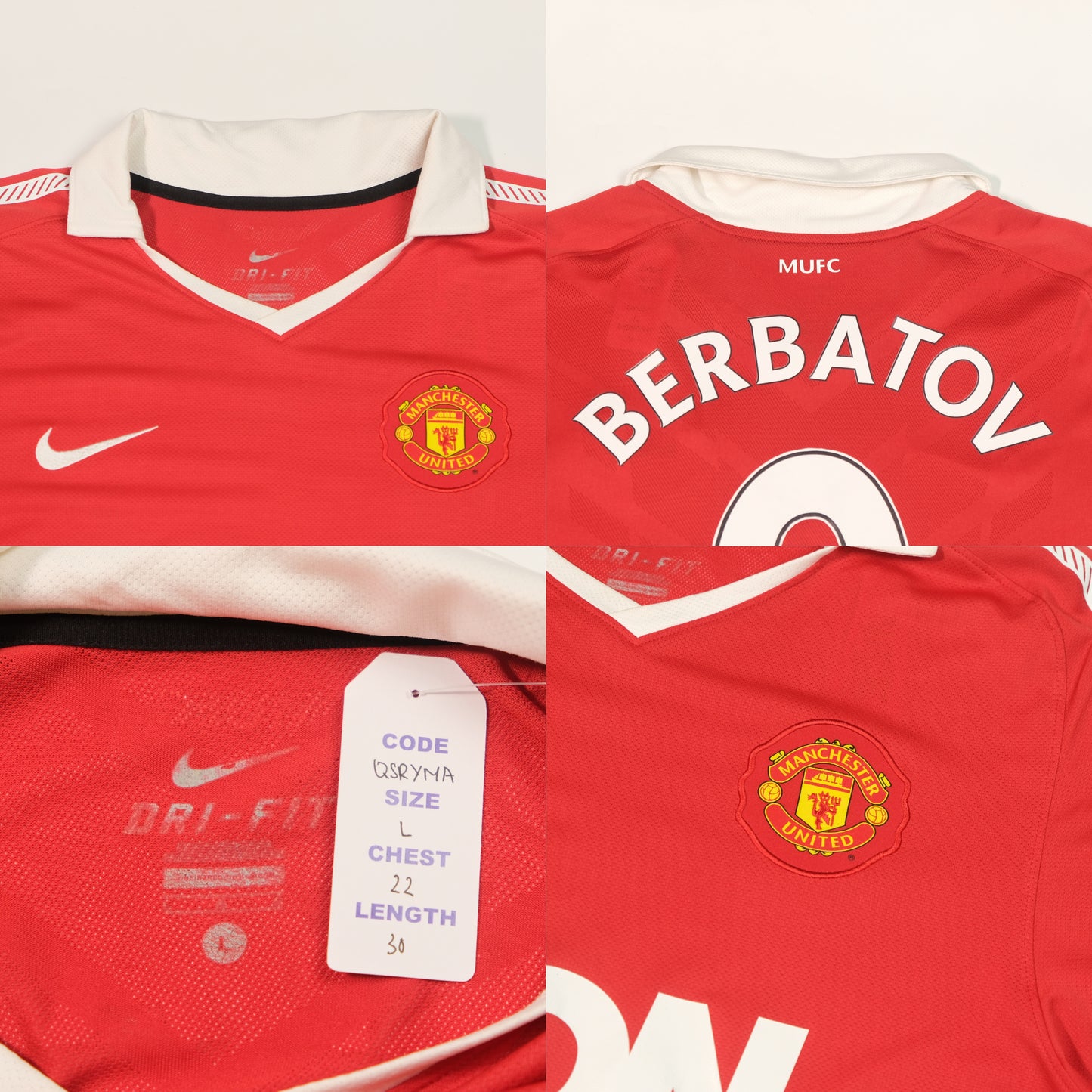 2010/11 Manchester United Home Shirt Nike Berbatov (L)