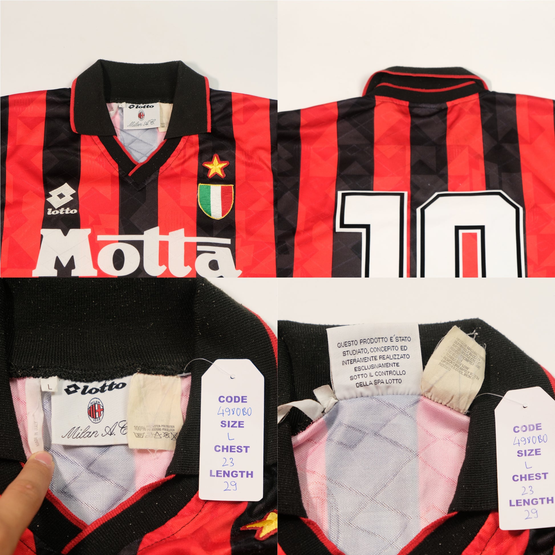 1993/94 AC Milan Home Shirt Lotto (L) 