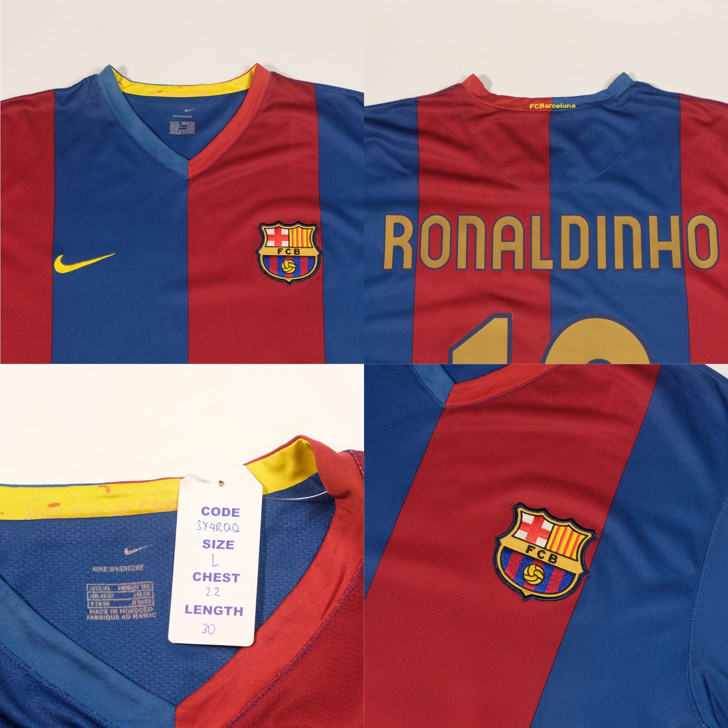 2006/07 Barcelona Home Shirt Ronaldinho Nike (L/XL)