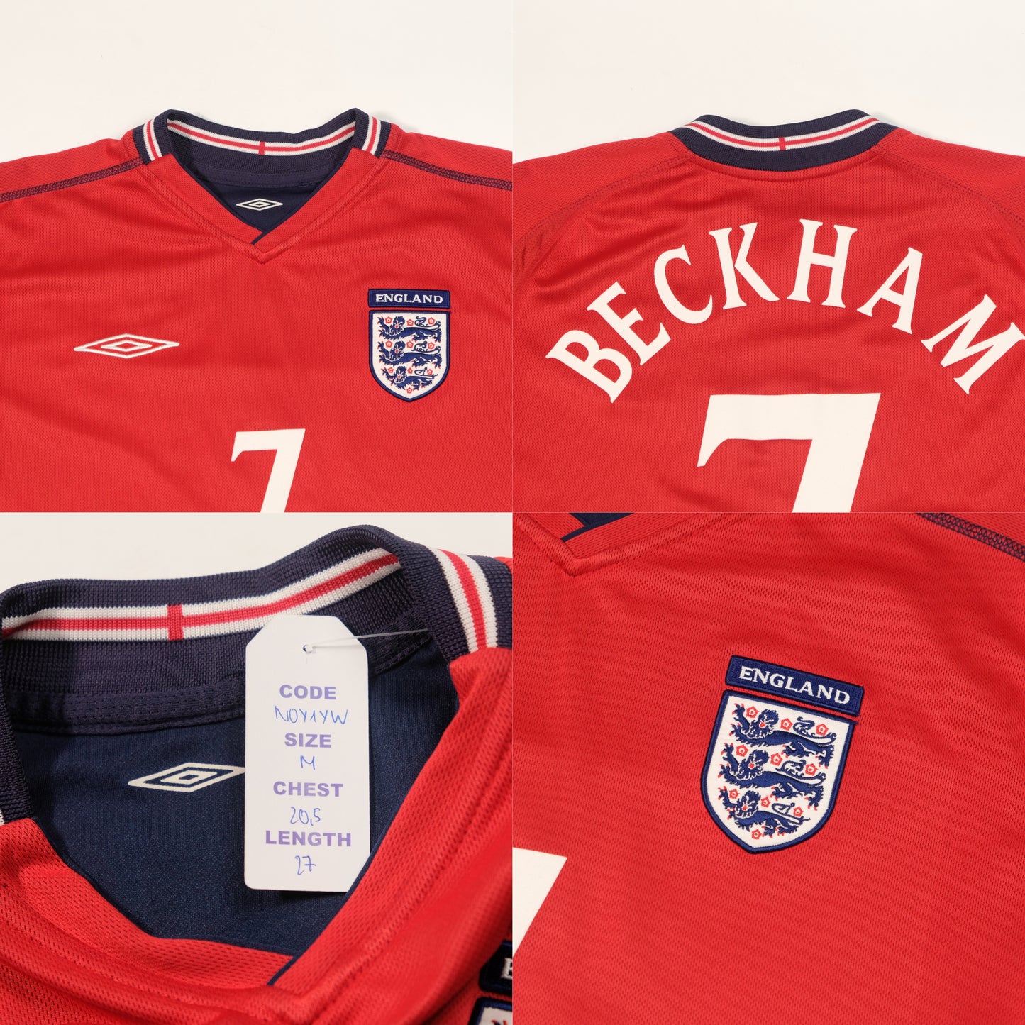 2002/04 England Away Shirt Umbro Beckham (M)