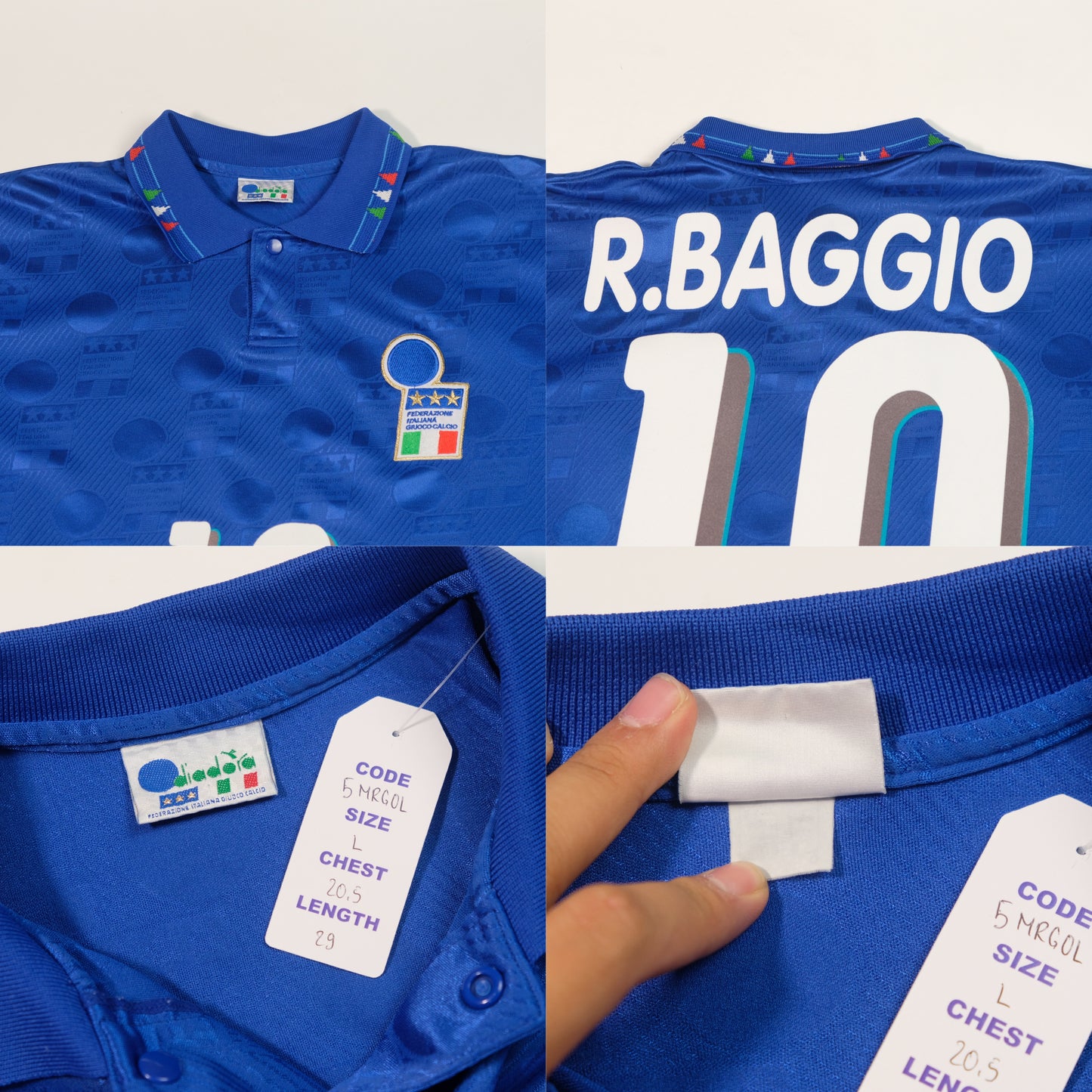 1994 Italy Home Shirt Diadora Baggio (L)