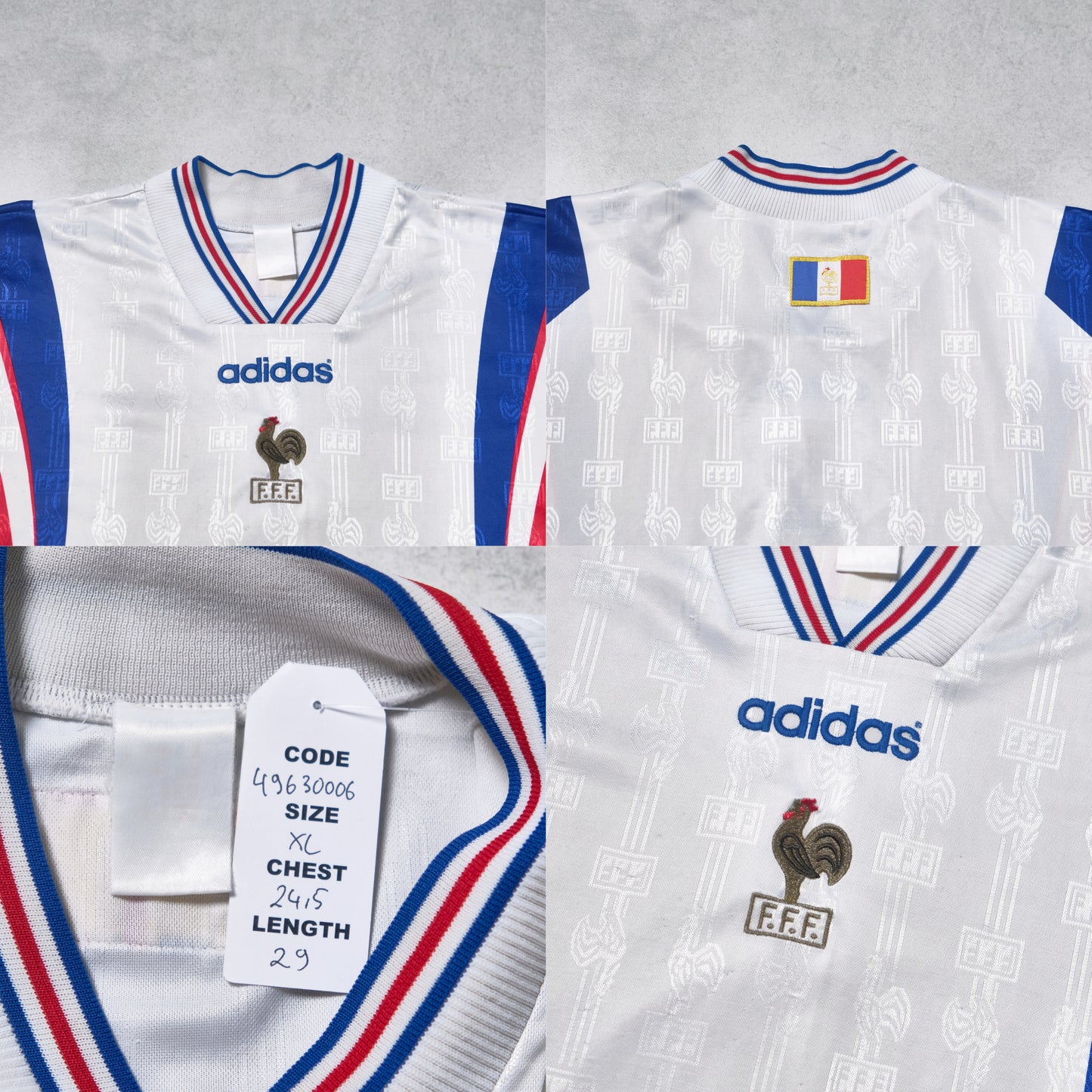 France ORIGINAL 1996/1998 Adidas Away Football Shirt X-L