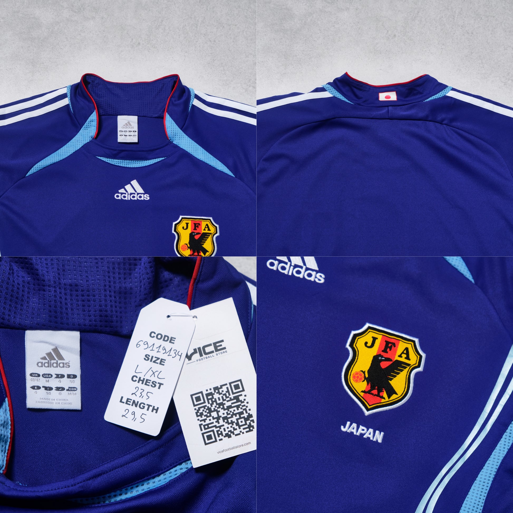 Blue sports jersey with Adidas logo and UFA emblem on a gray background