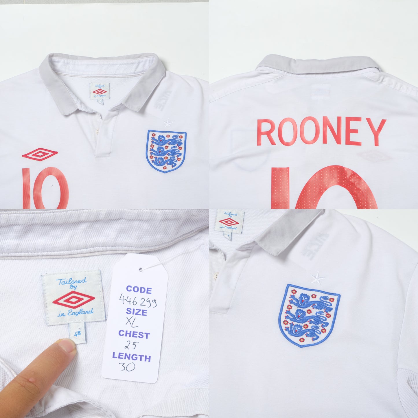 2009/10 England Home Shirt Umbro Rooney (XL)