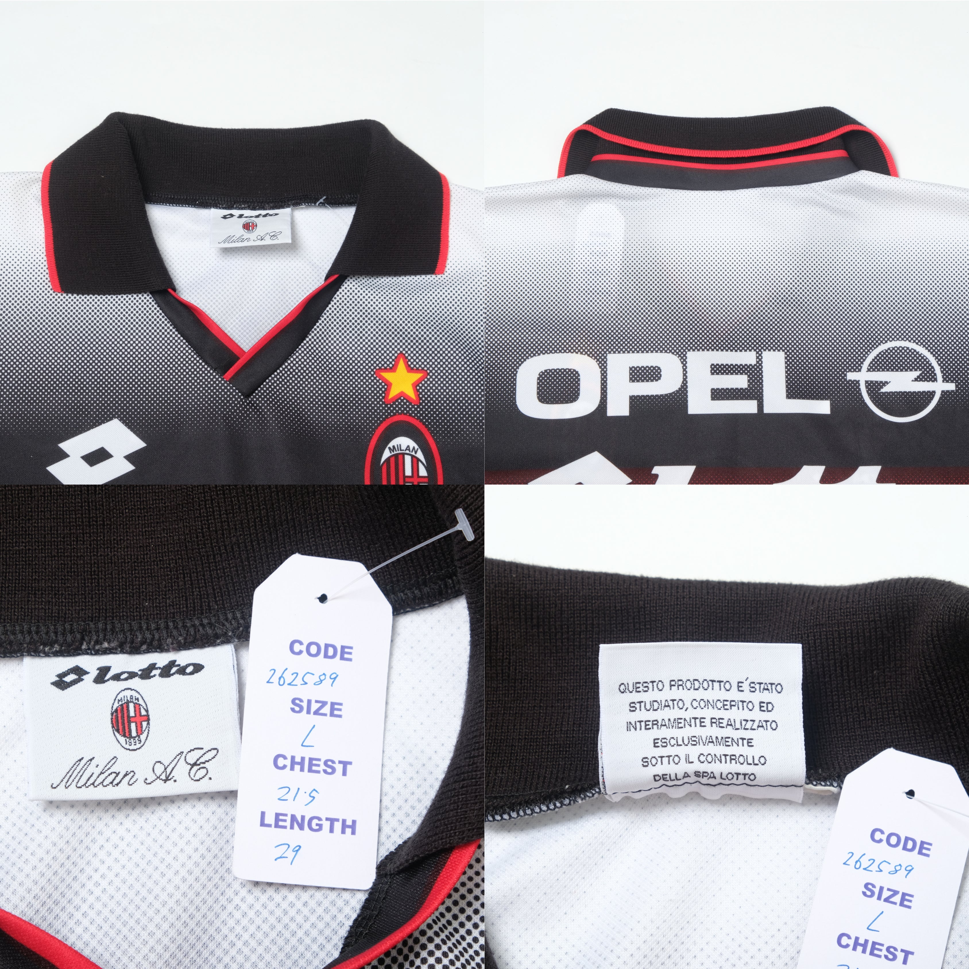 1995/96 AC Milan Training Shirt Lotto (L)