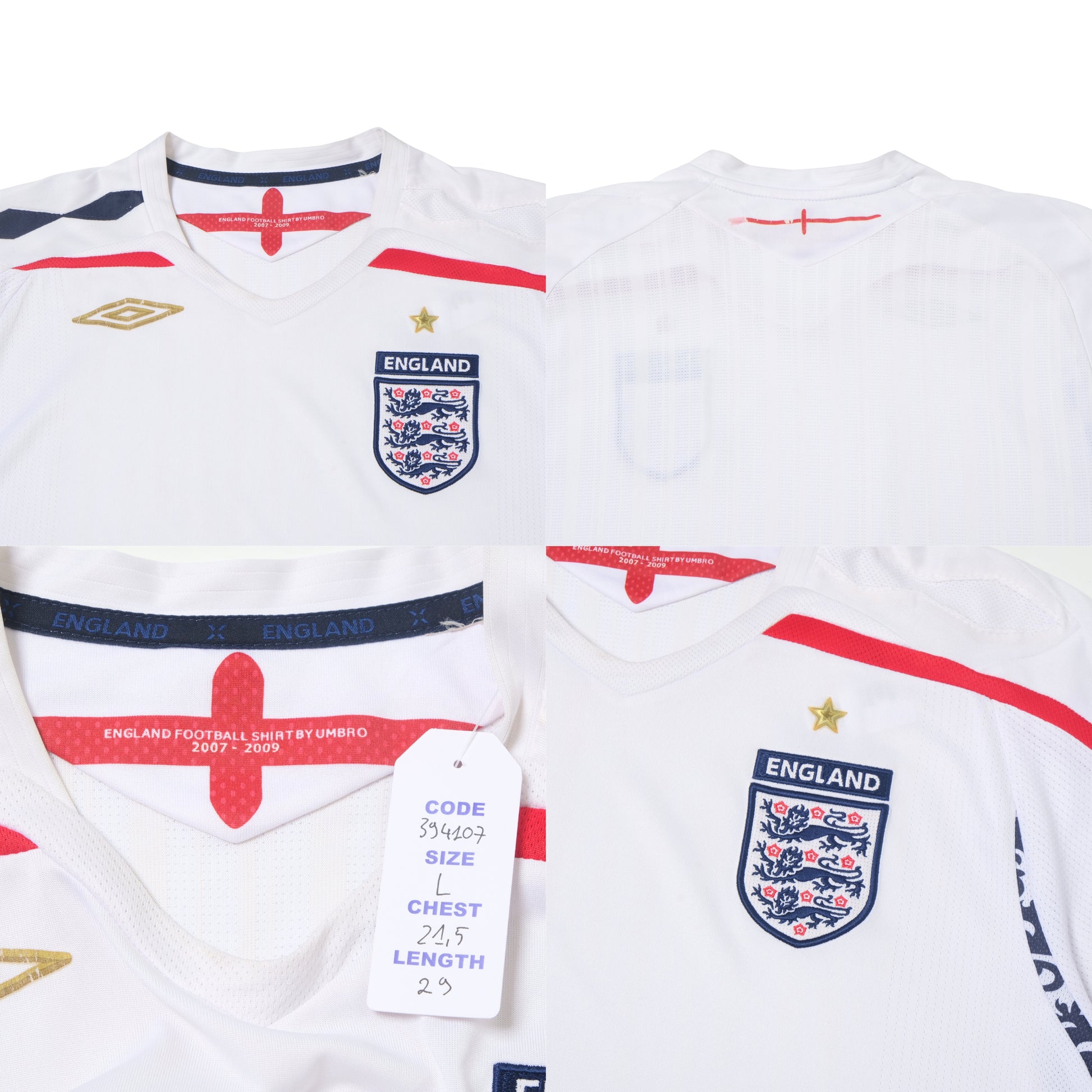 2007/09 England Home Shirt Umbro (L)