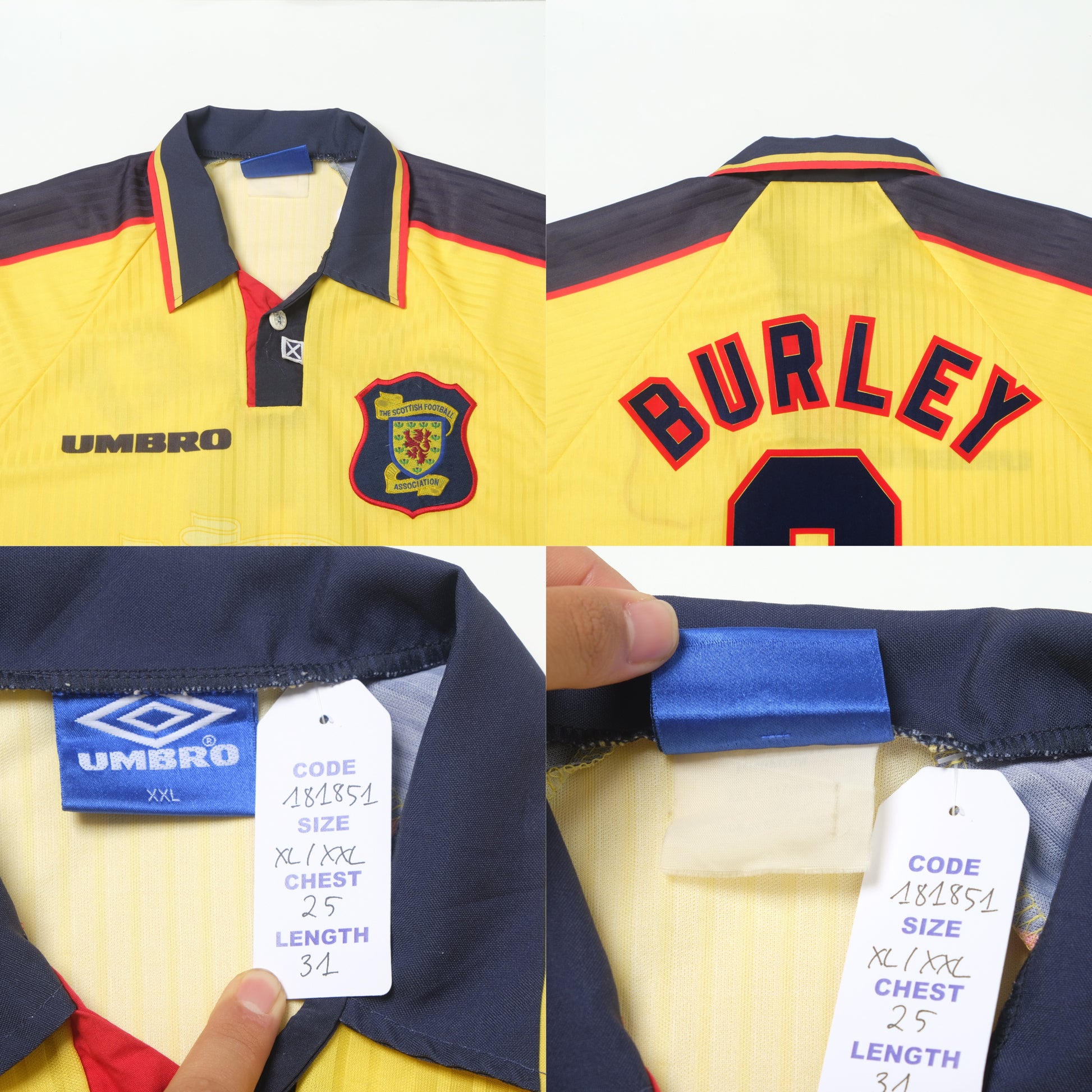1996/99 Scotland Away Shirt Umbro Burley (XXL)