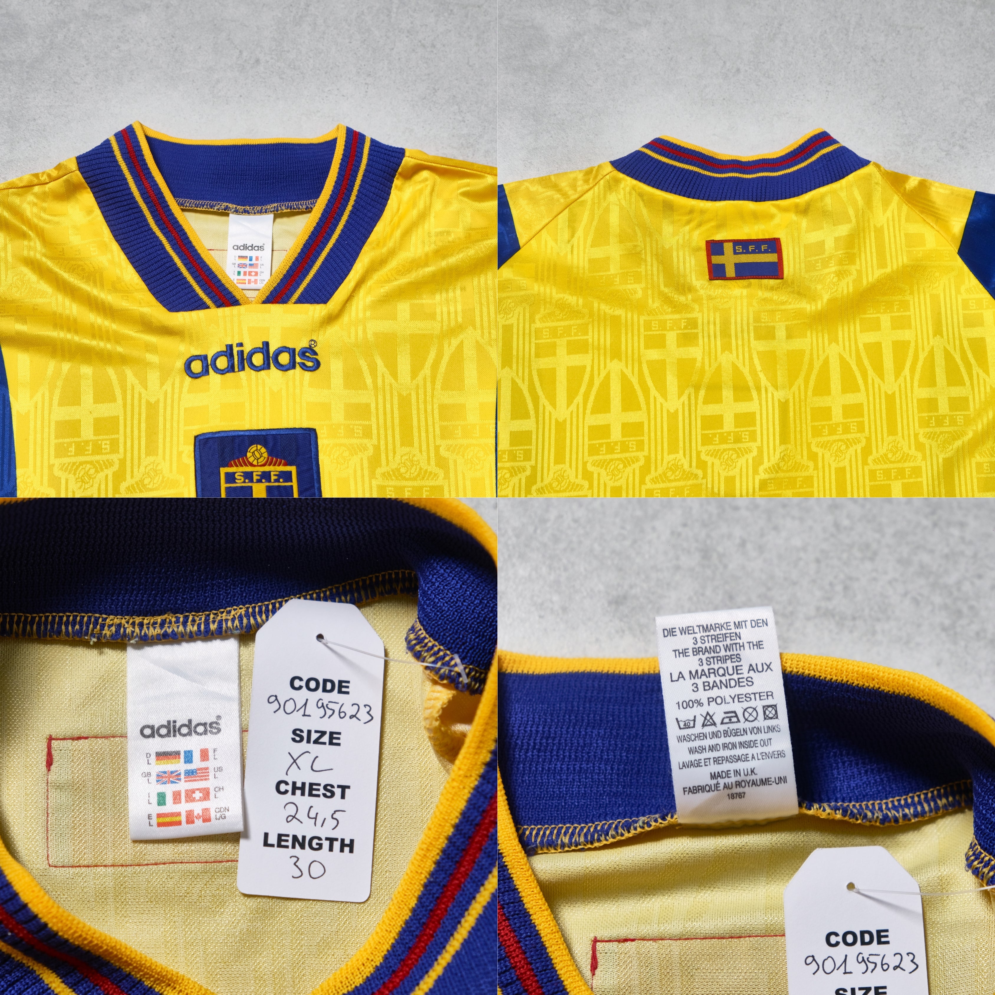 1996/98 Sweden Home Shirt Adidas (XL)