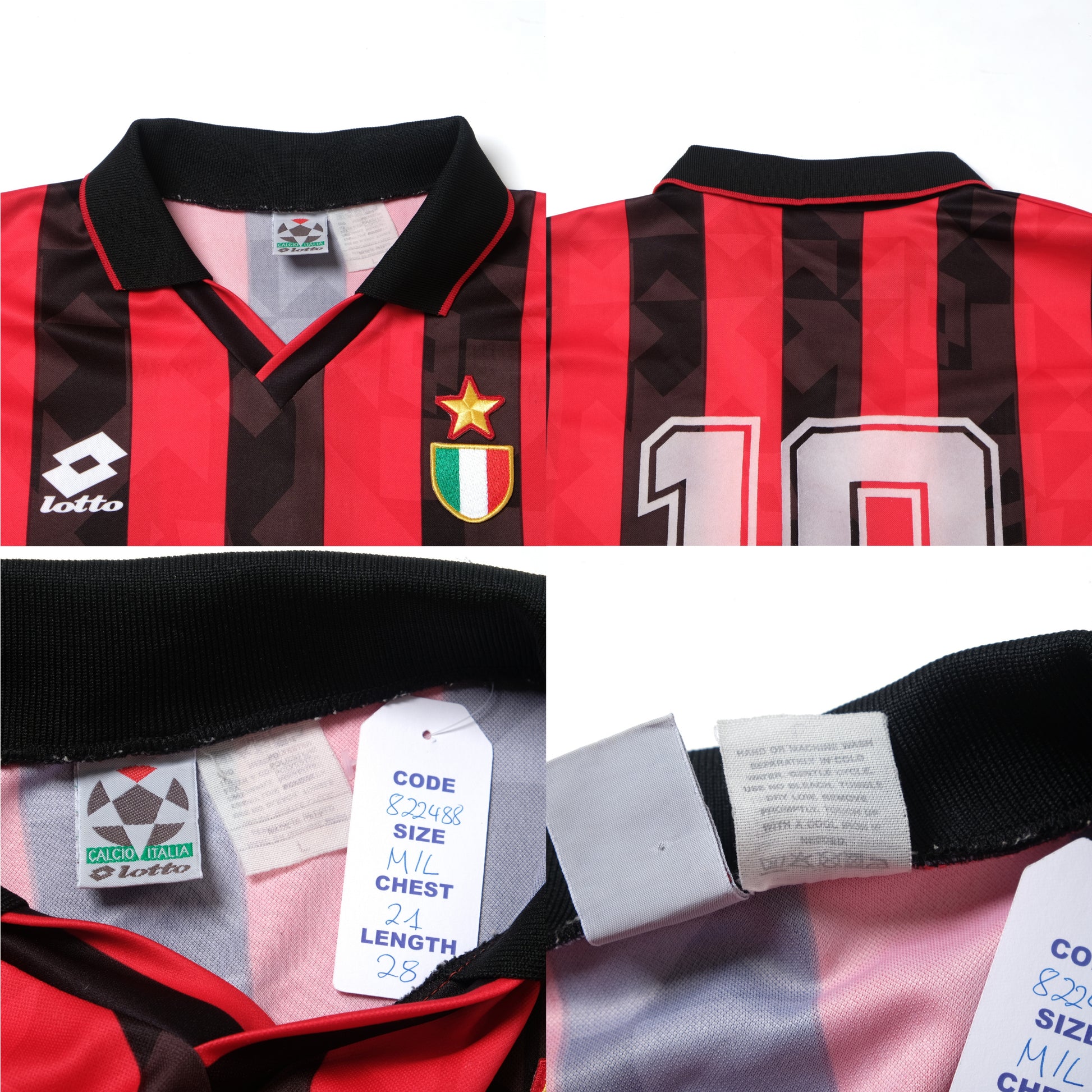 1993/94 AC Milan Home Shirt Lotto Champions League (M)