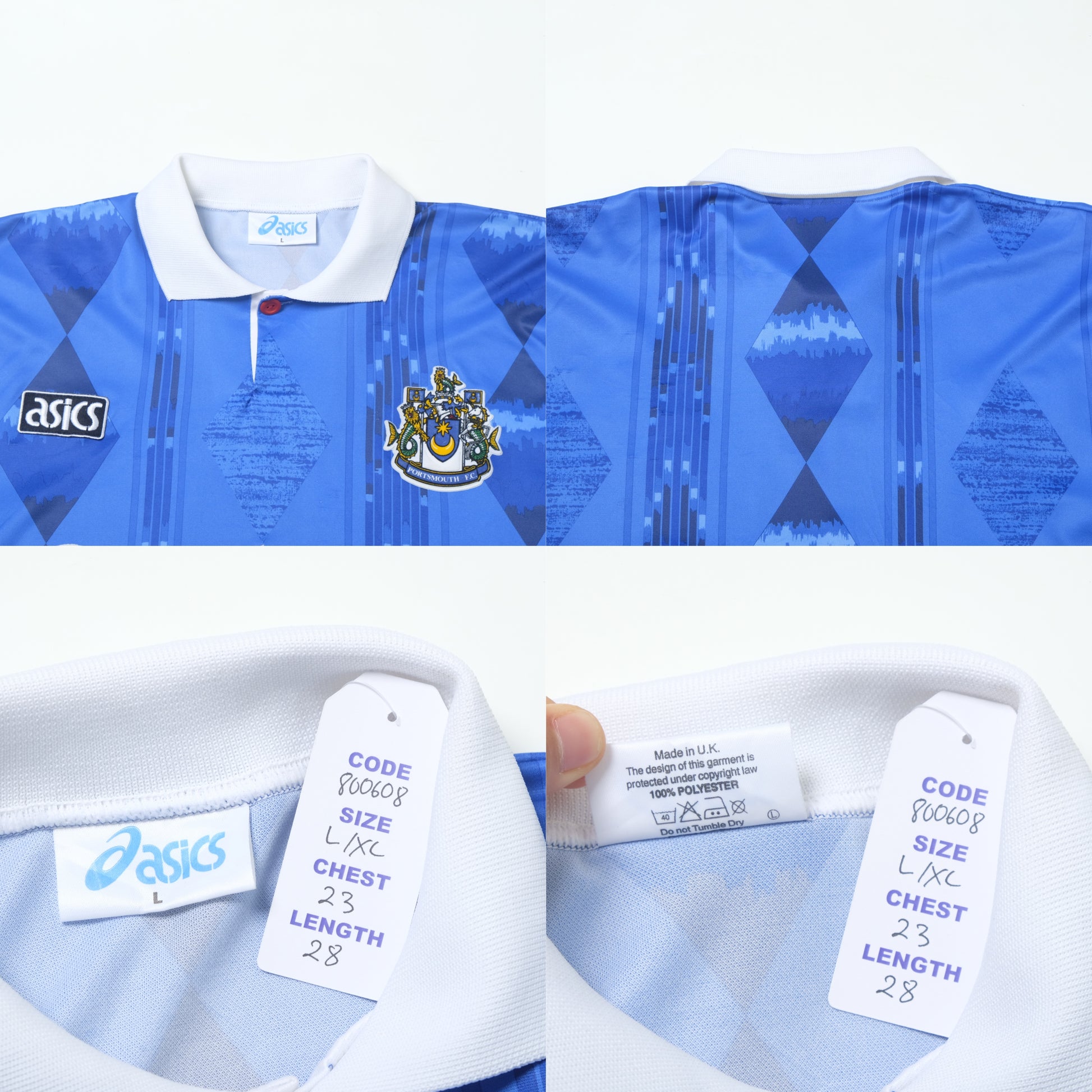 1994/95 Portsmouth Home Shirt Asics (L/XL)