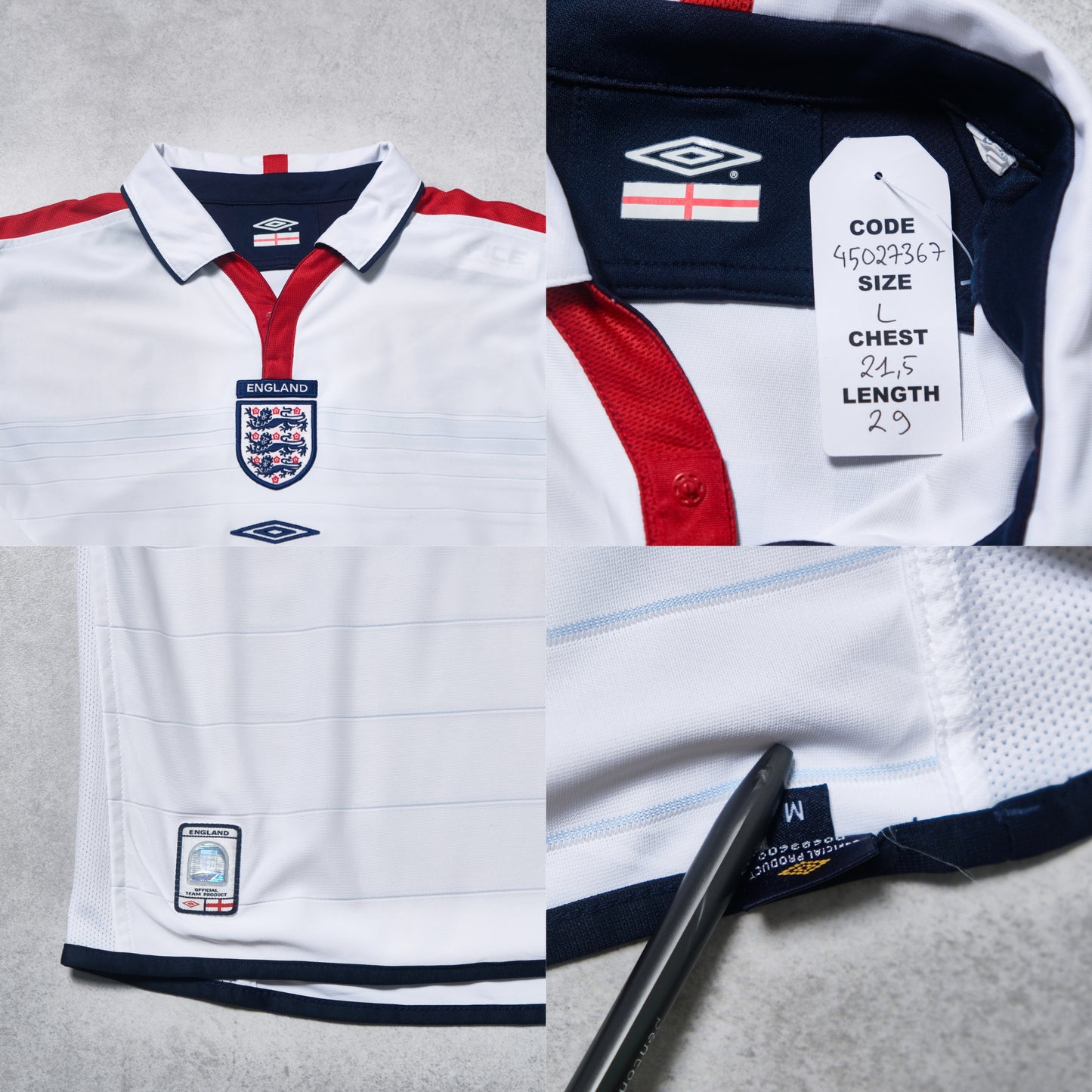 2003/05 England Home Shirt Umbro Scholes (L)