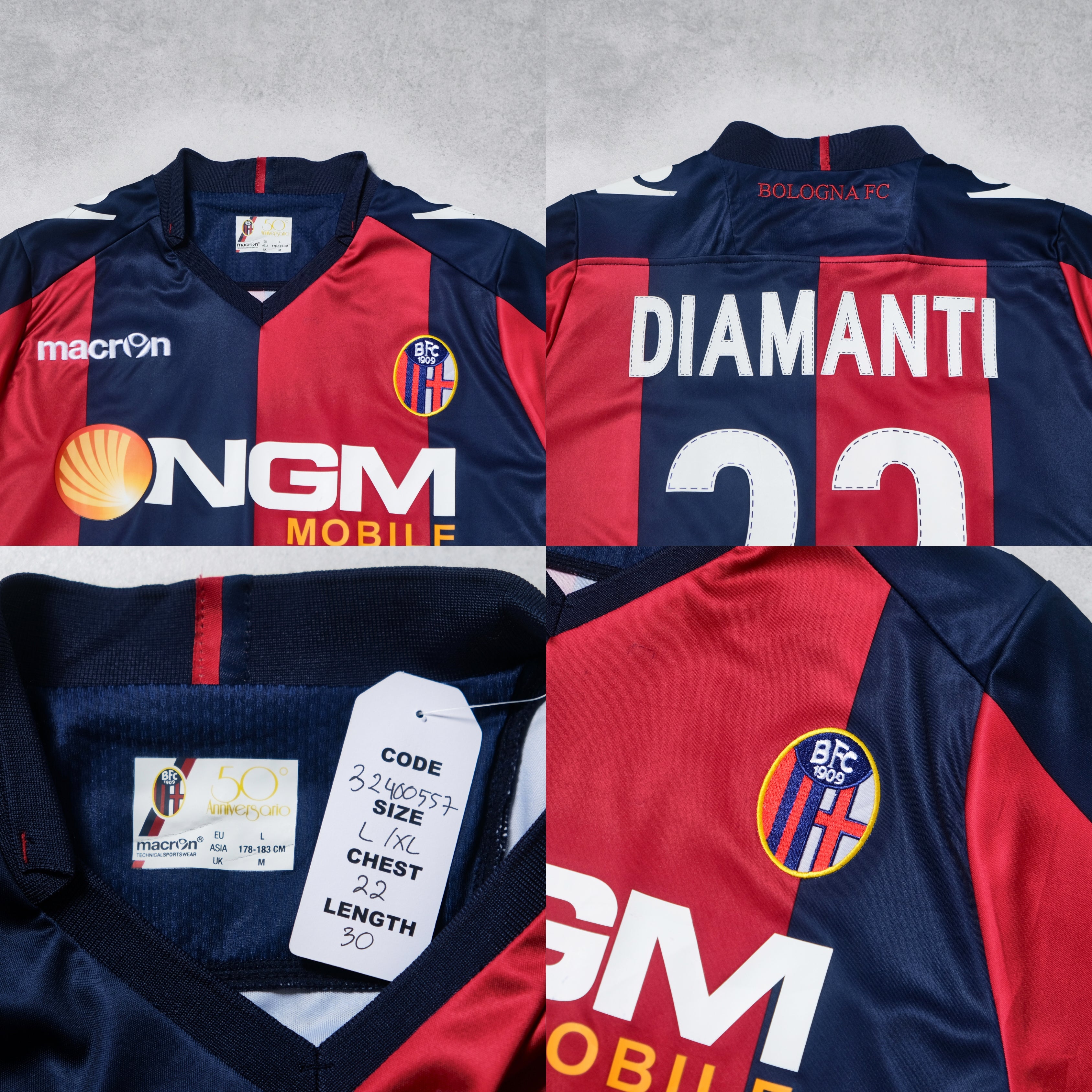 2013/14 Bologna Home Shirt Macron Diamanti (L/XL)