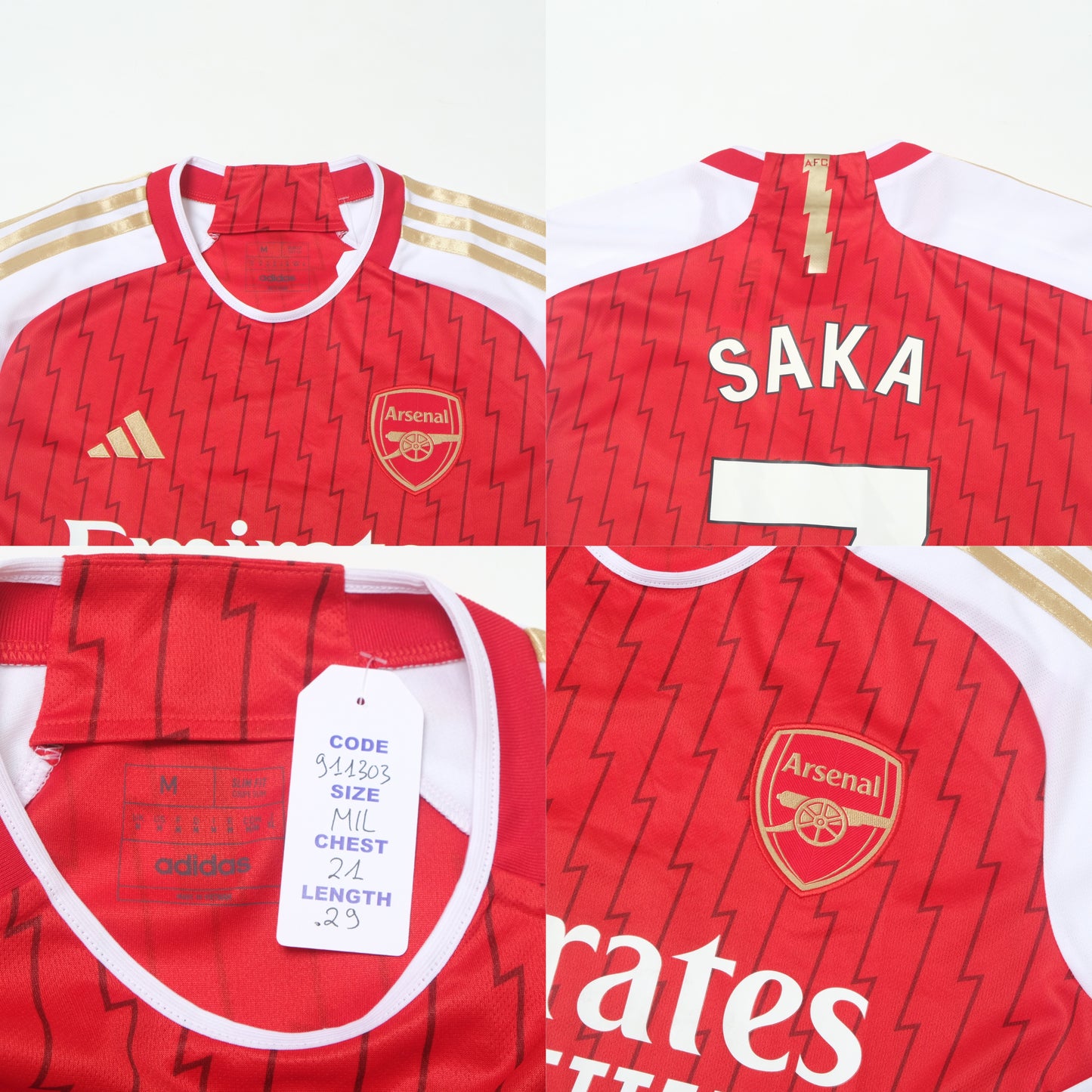 2023/24 Arsenal Home Shirt Adidas Saka (M/L)