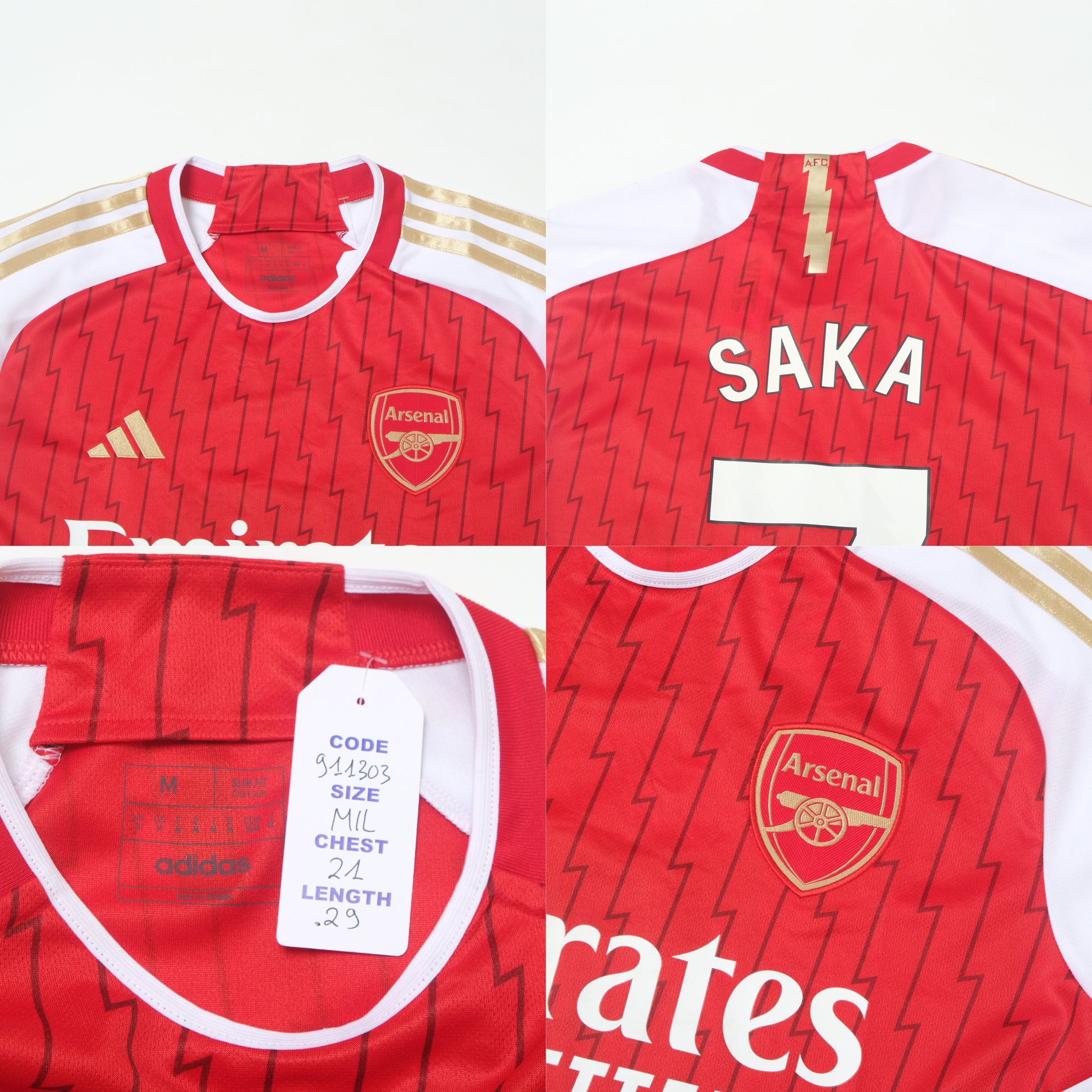 2023/24 Arsenal Home Shirt Adidas Saka (M/L)