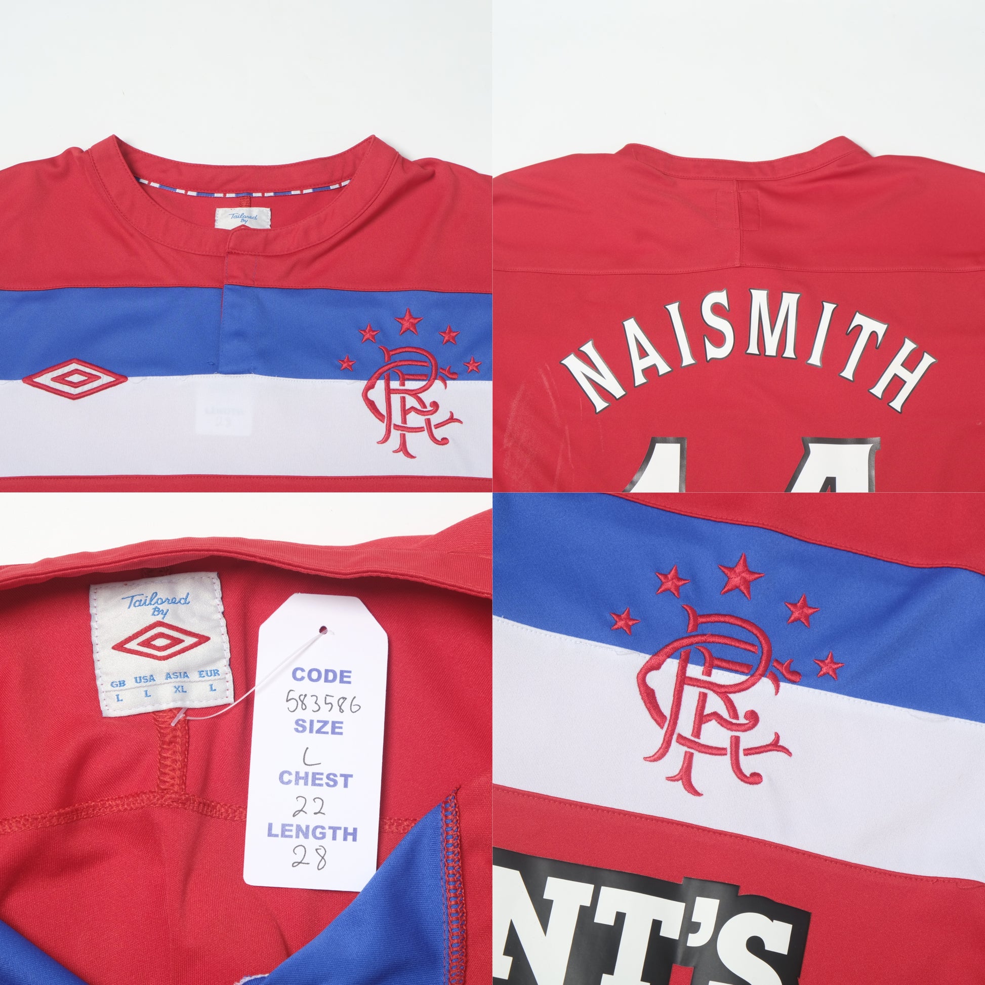 2011/12 Rangers Away Shirt Umbro Naismith (L)