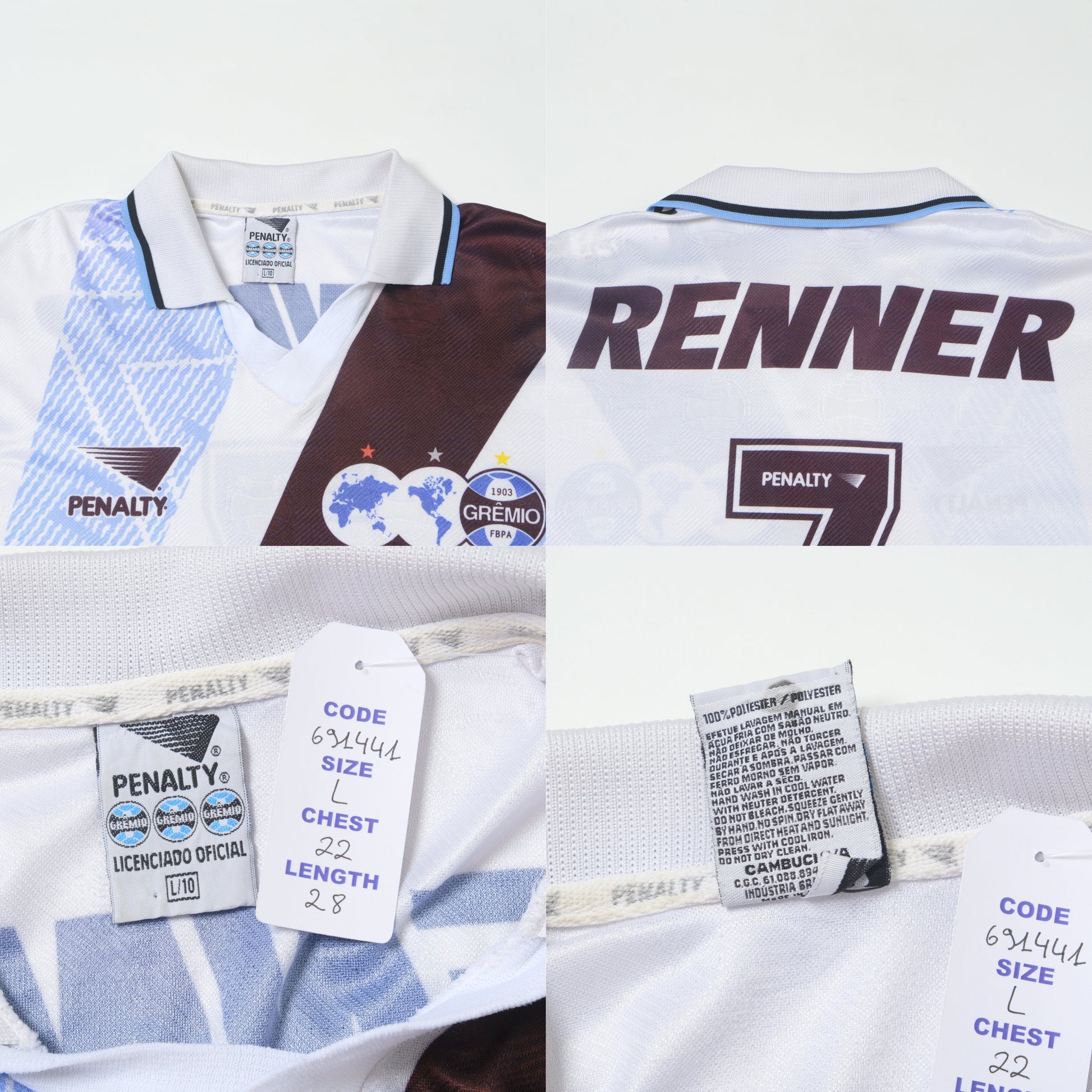 1997 Gremio Away Shirt Penalty Brazil (L)