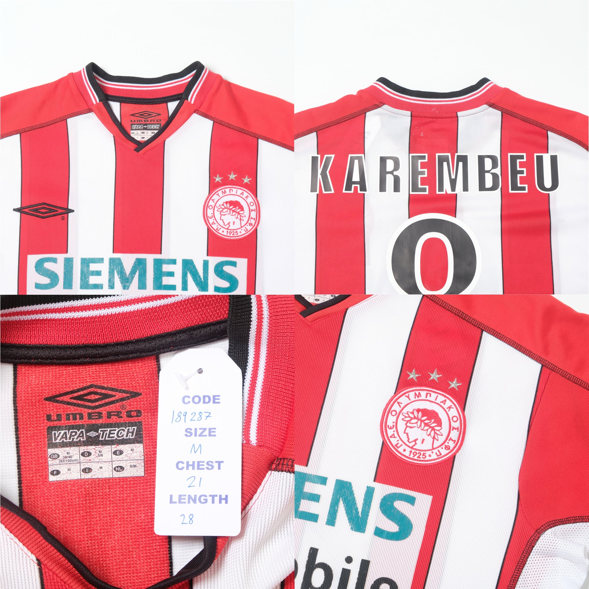 2002/03 Olympiakos Home Shirt Umbro Karembeu (M)