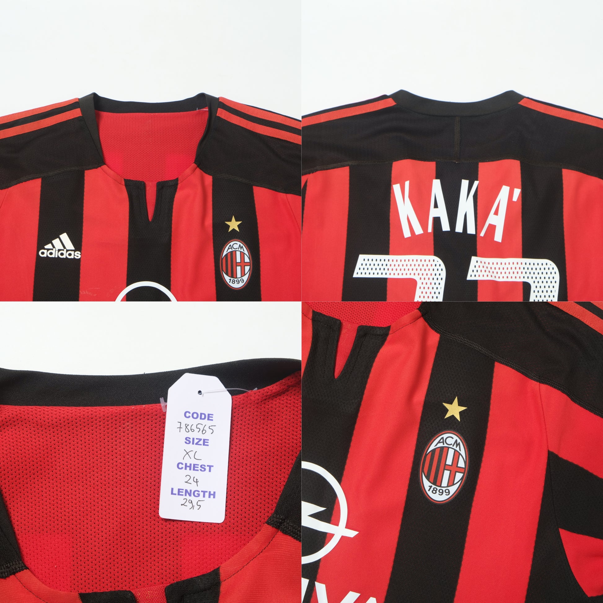 2003/04 AC Milan Home Shirt Adidas Kaka (XL)