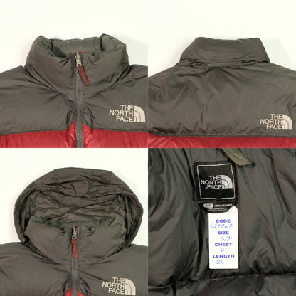 The North Face Nuptse 700 1990s Vintage Burgundy Down Puffer Jacket Small/Medium