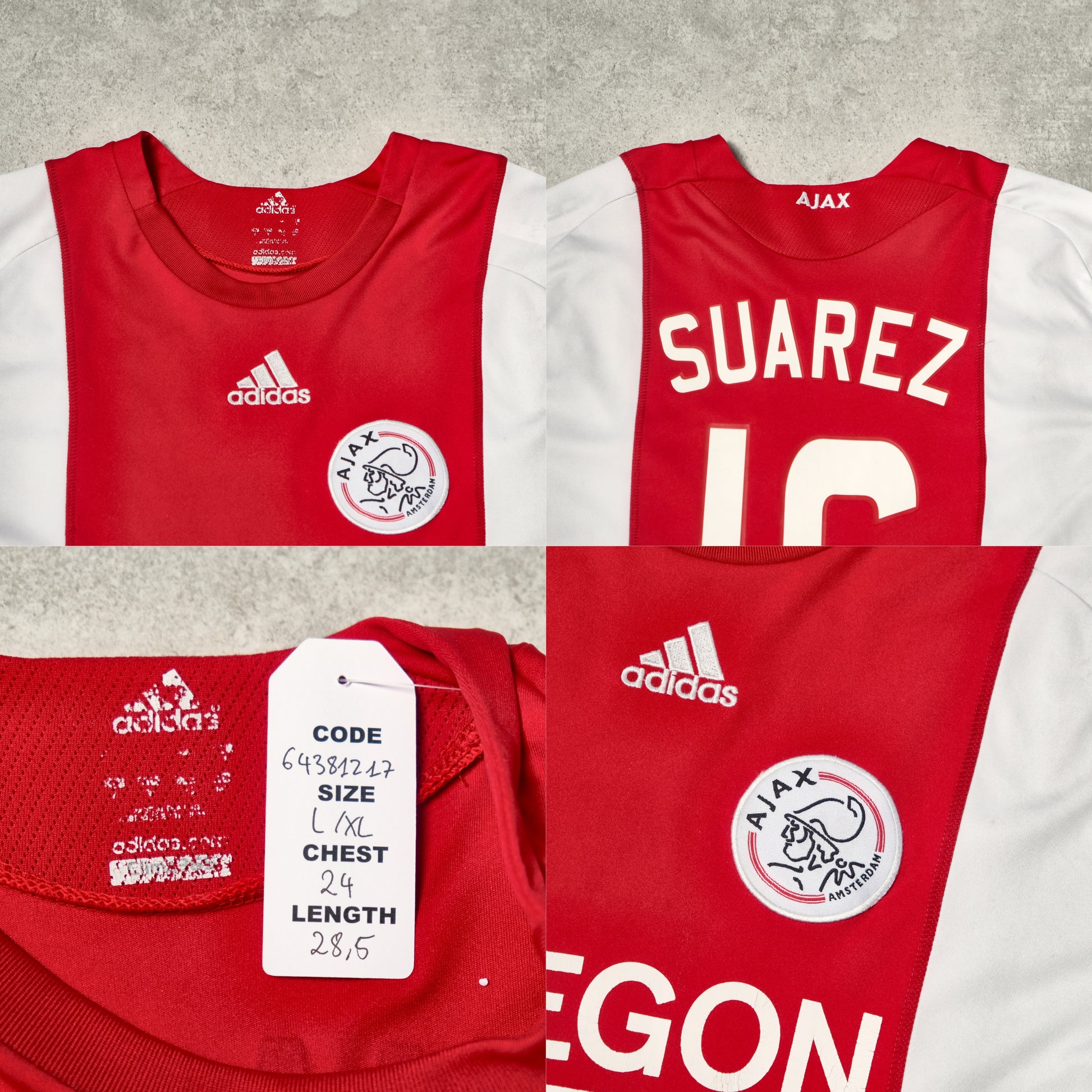 2008/09 Ajax Home Shirt Adidas Suarez (L/XL)