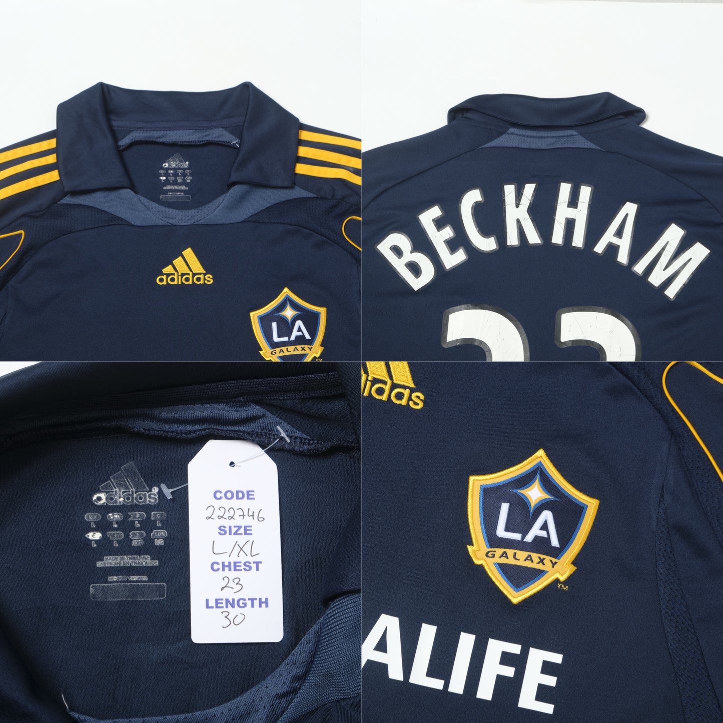 2007/08 LA Galaxy Away Shirt Adidas Beckham (L/XL)