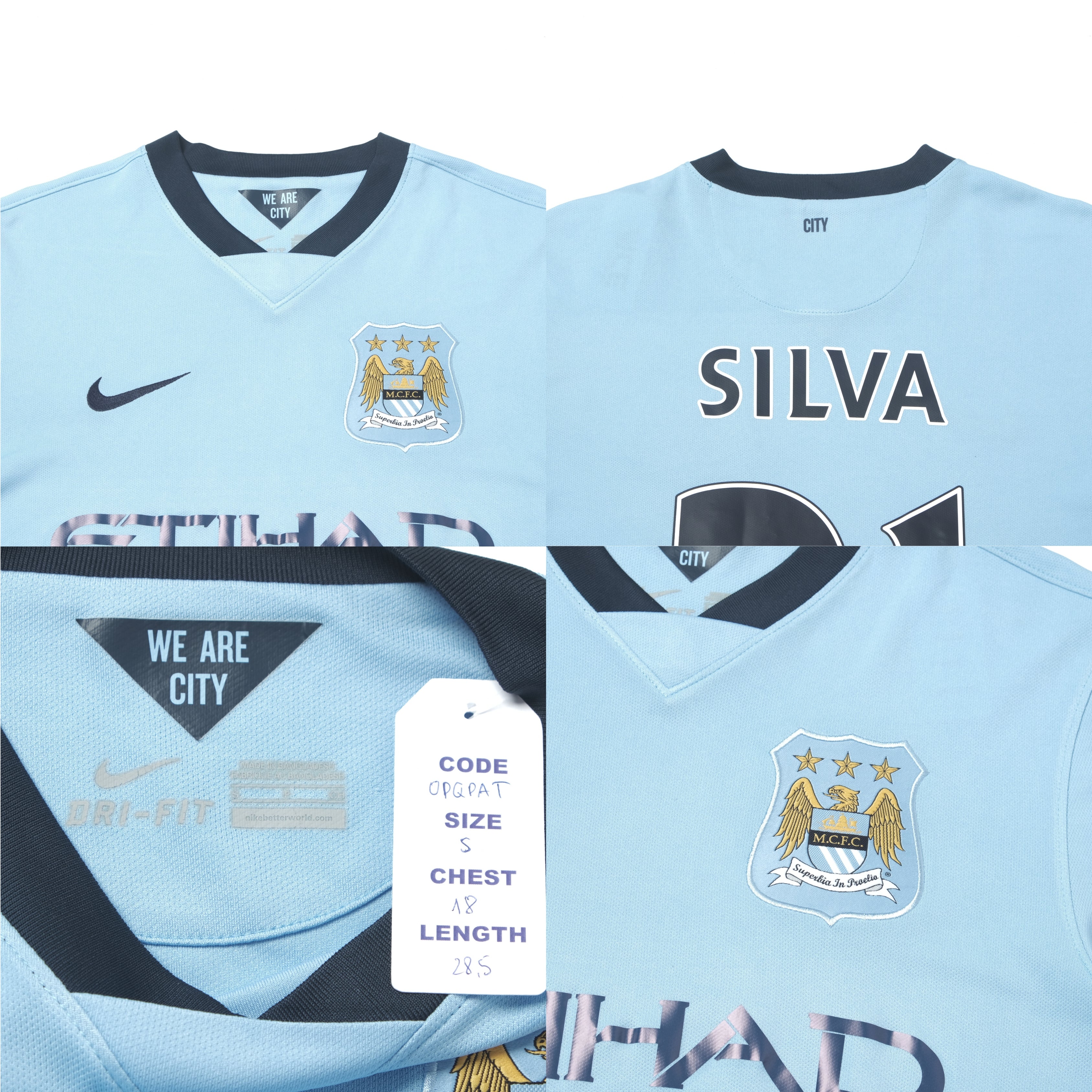 2014/15 Manchester City Home Shirt Nike David Silva (S)