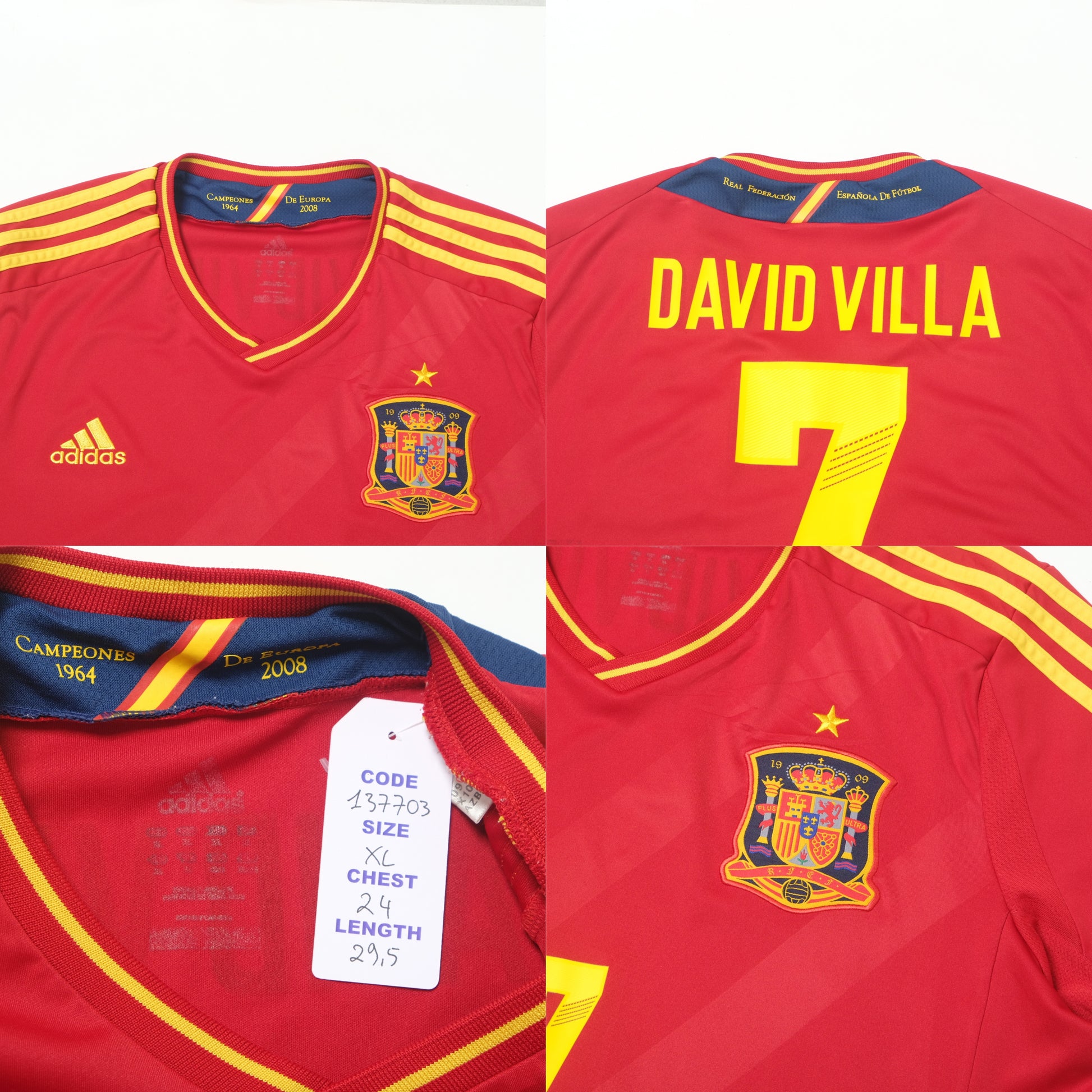 2012/13 Spain Home Shirt Adidas David Villa (XL)