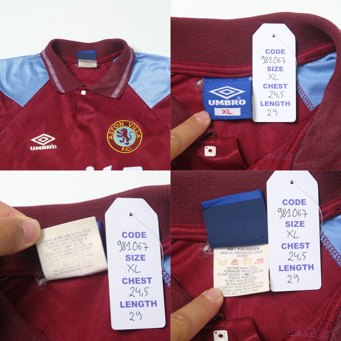 1990/92 Aston Villa Home Shirt Umbro Template (XL)
