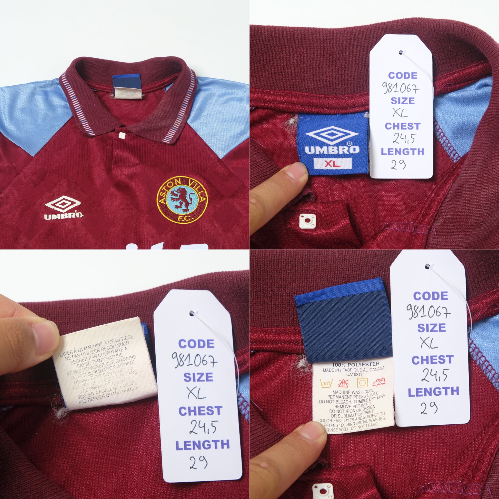 1990/92 Aston Villa Home Shirt Umbro Template (XL)