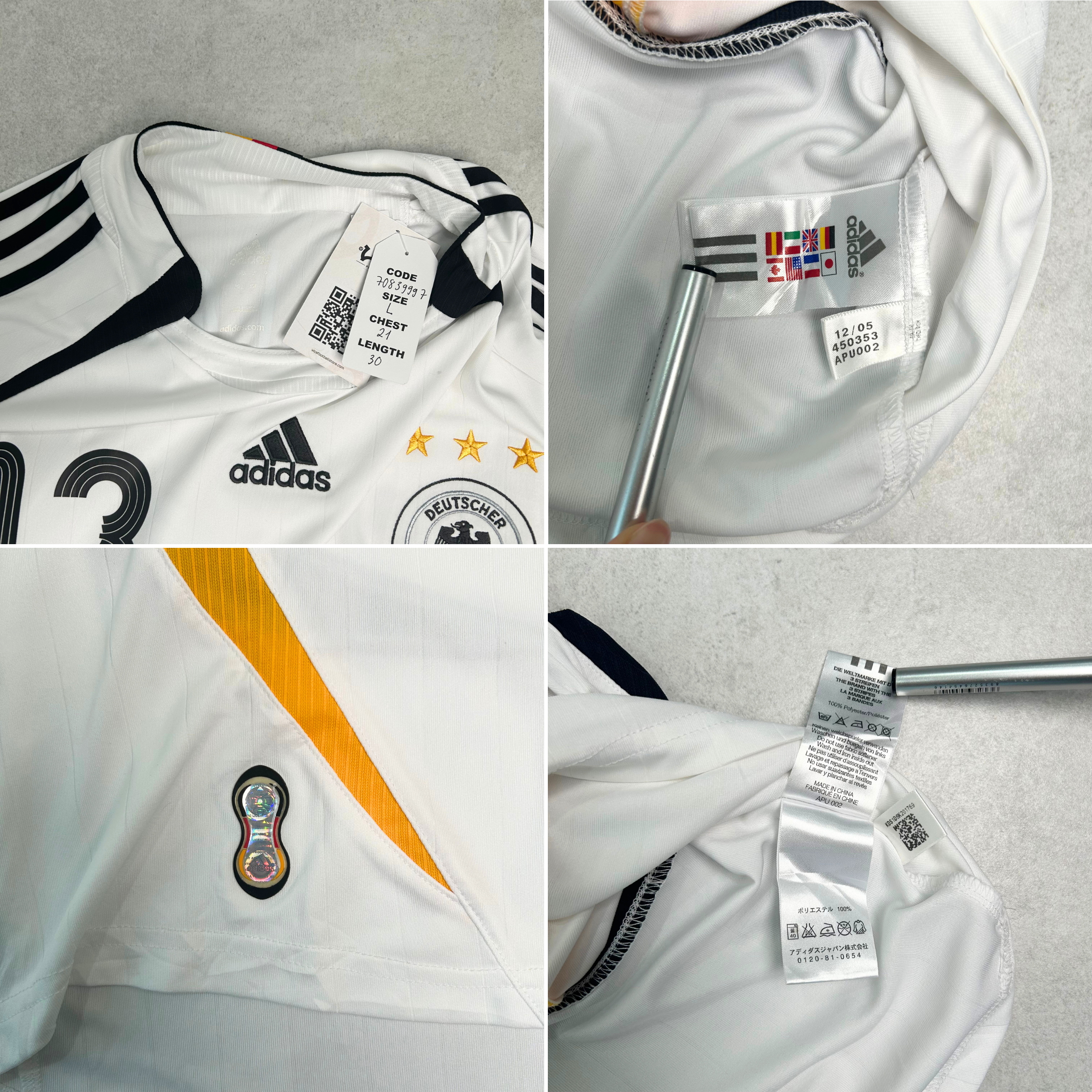 2006s Germany Home Shirt Adidas Ballack (L)