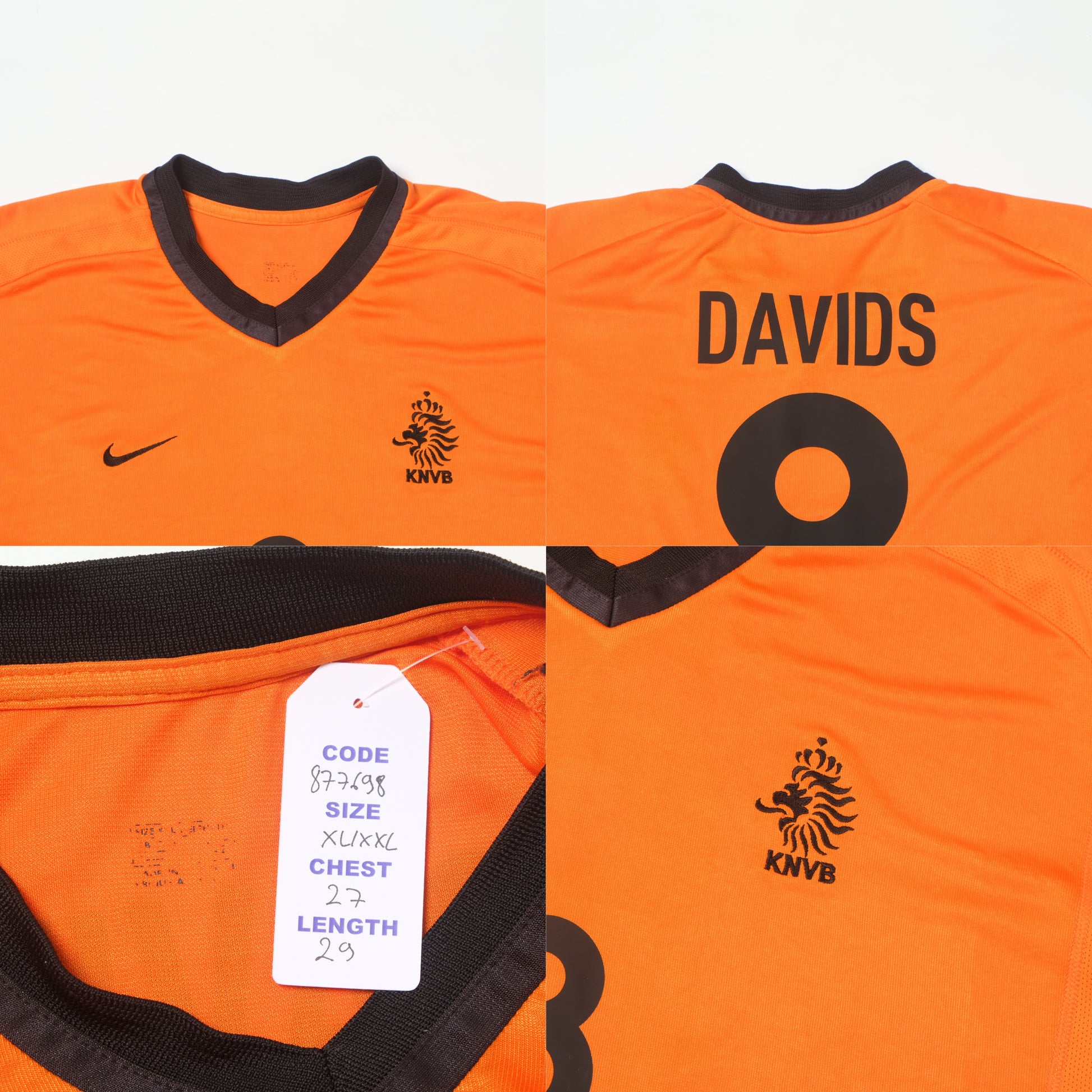 2000/02 Netherlands Home Shirt Nike Davids (XXL)