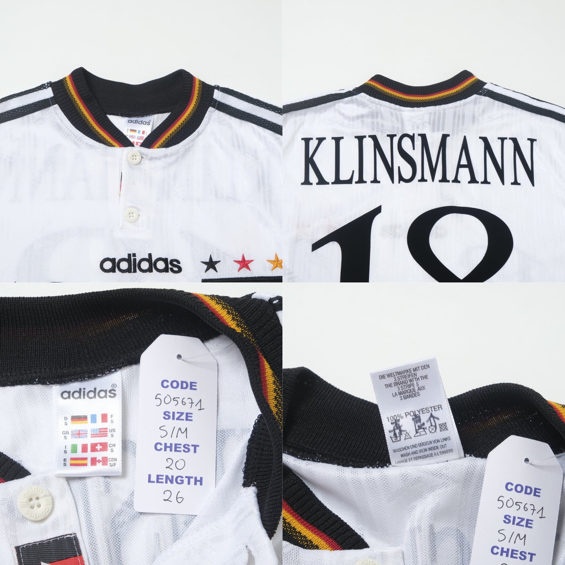 1996/98 Germany Home Shirt Adidas Klinsmann (S/M)