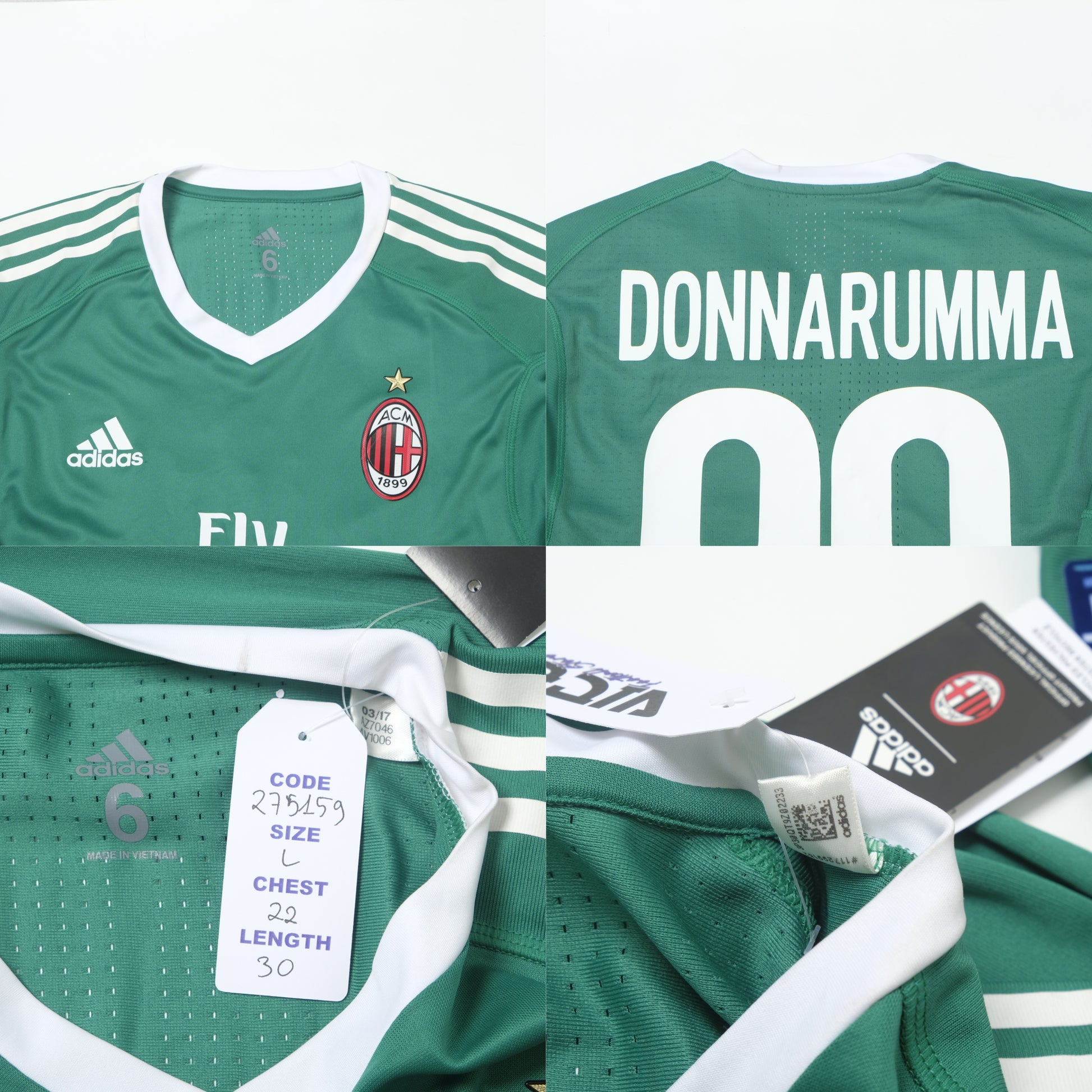 2017/18 AC Milan Goalkeeper Shirt Adidas Donnarumma BNWT (L)