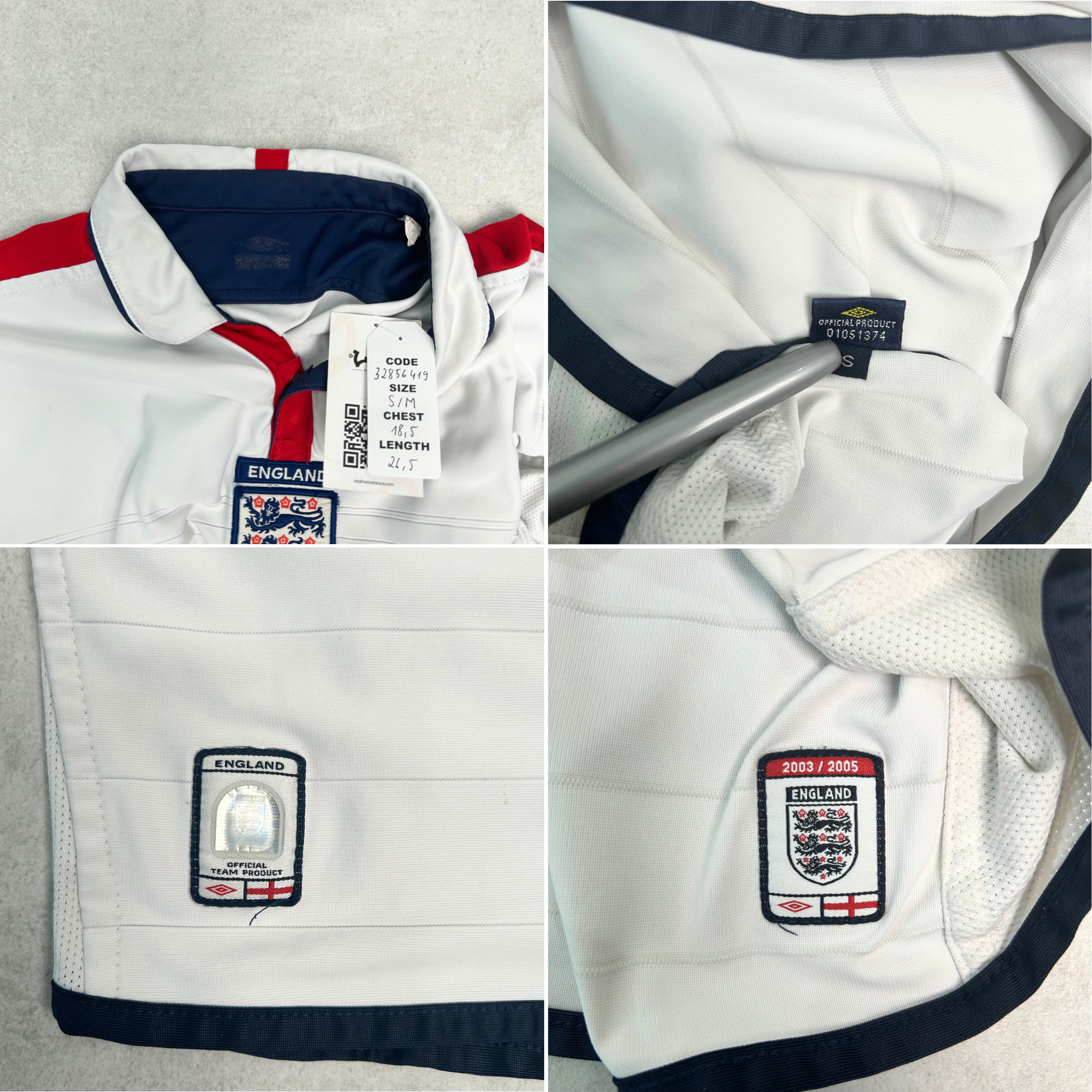 2004s England Home Shirt Umbro Beckham (S/M)