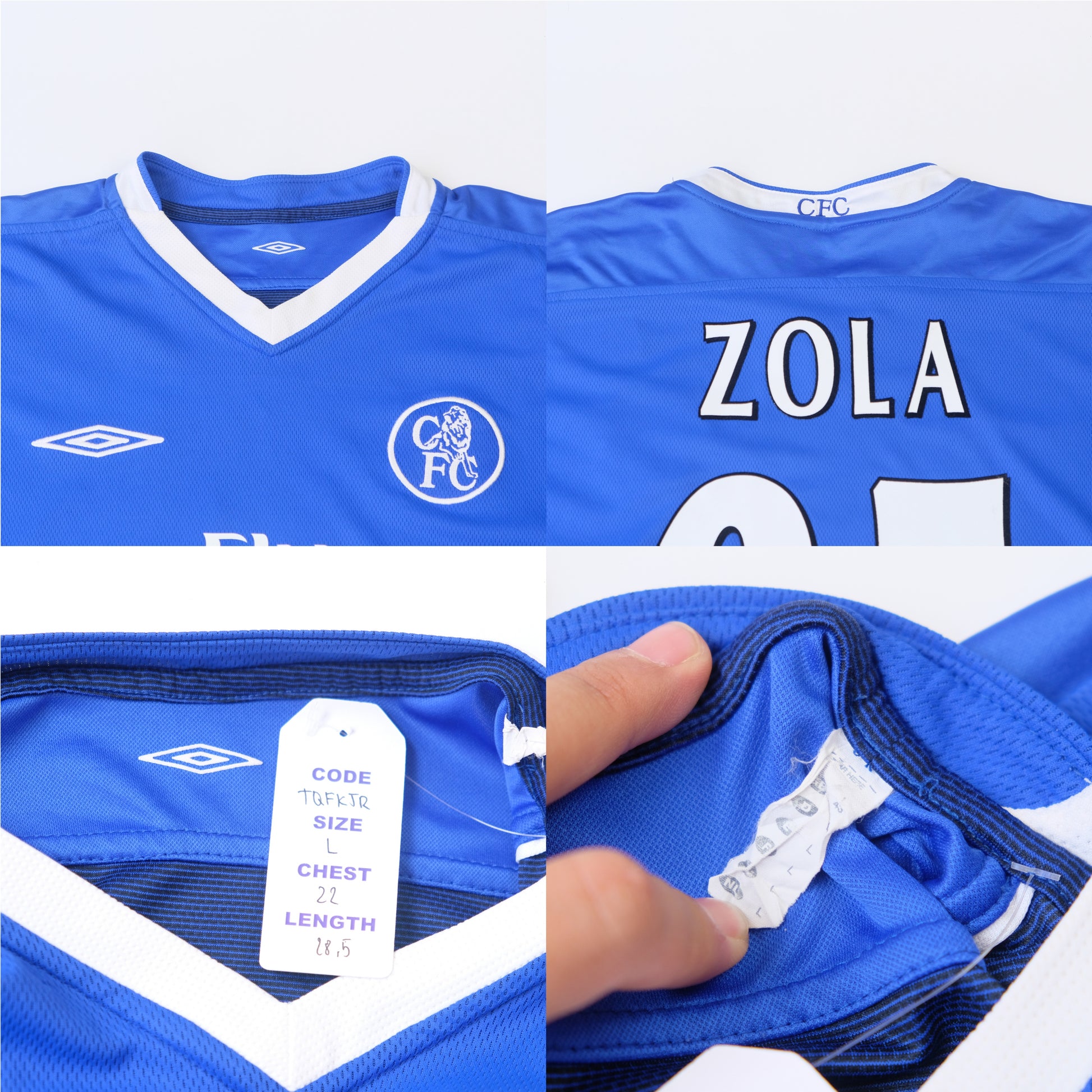 2003/05 Chelsea Home Shirt Umbro Zola (L)