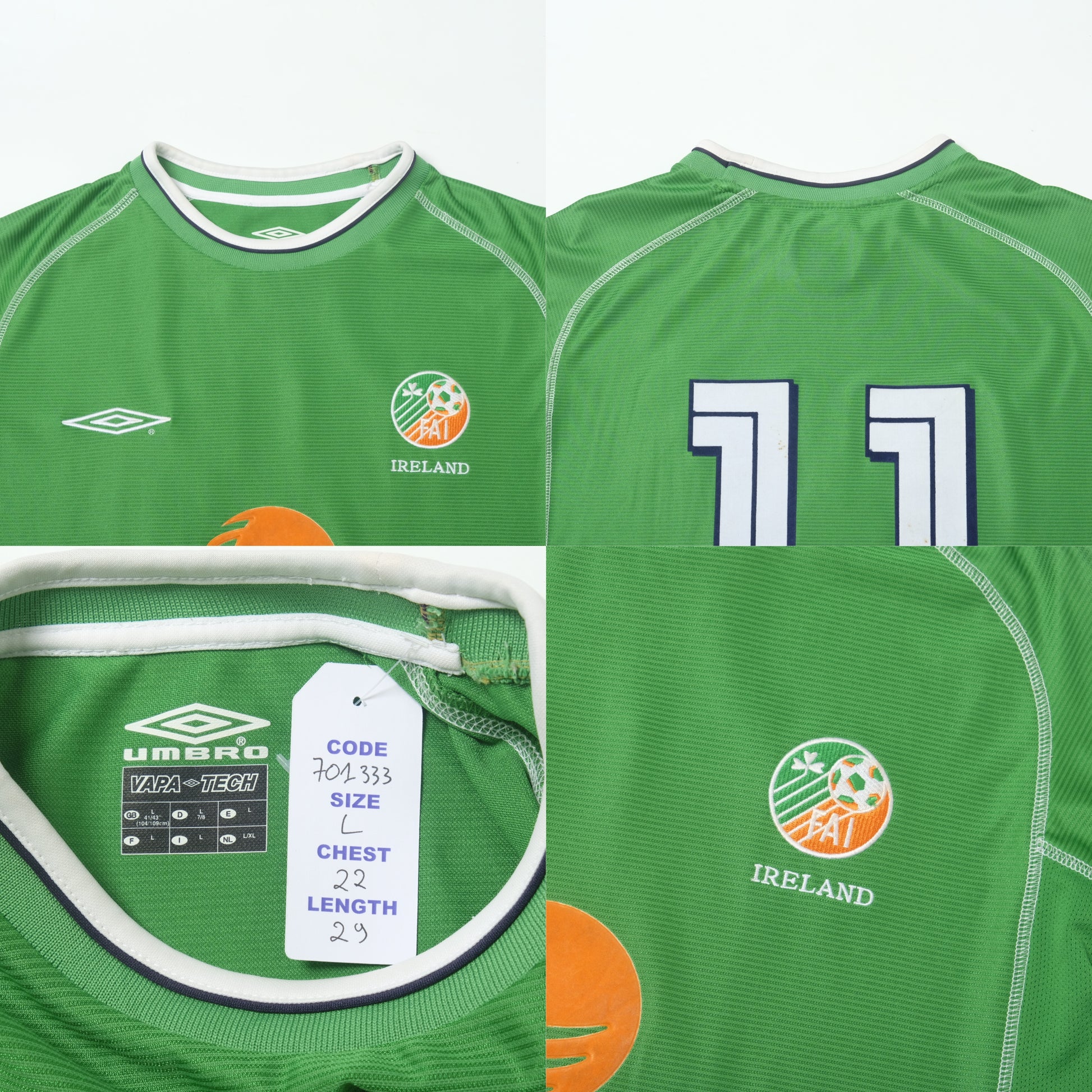 2001/03 Ireland Home Shirt Umbro (L)