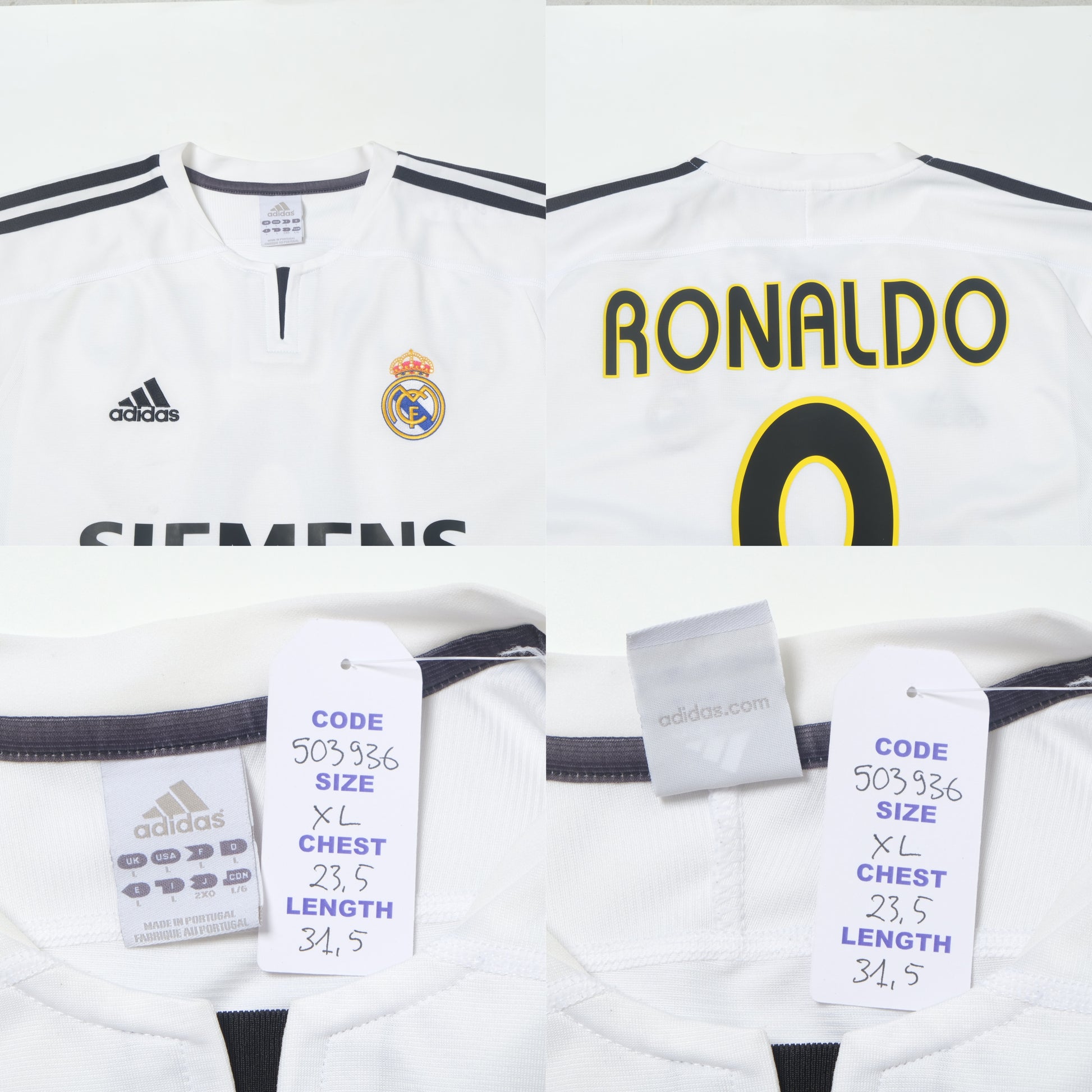 2003/04 Real Madrid Home Shirt Adidas Ronaldo (XL)