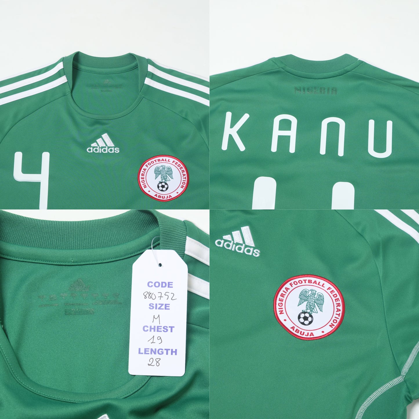 2010/11 Nigeria Home Shirt Adidas Kanu (M)