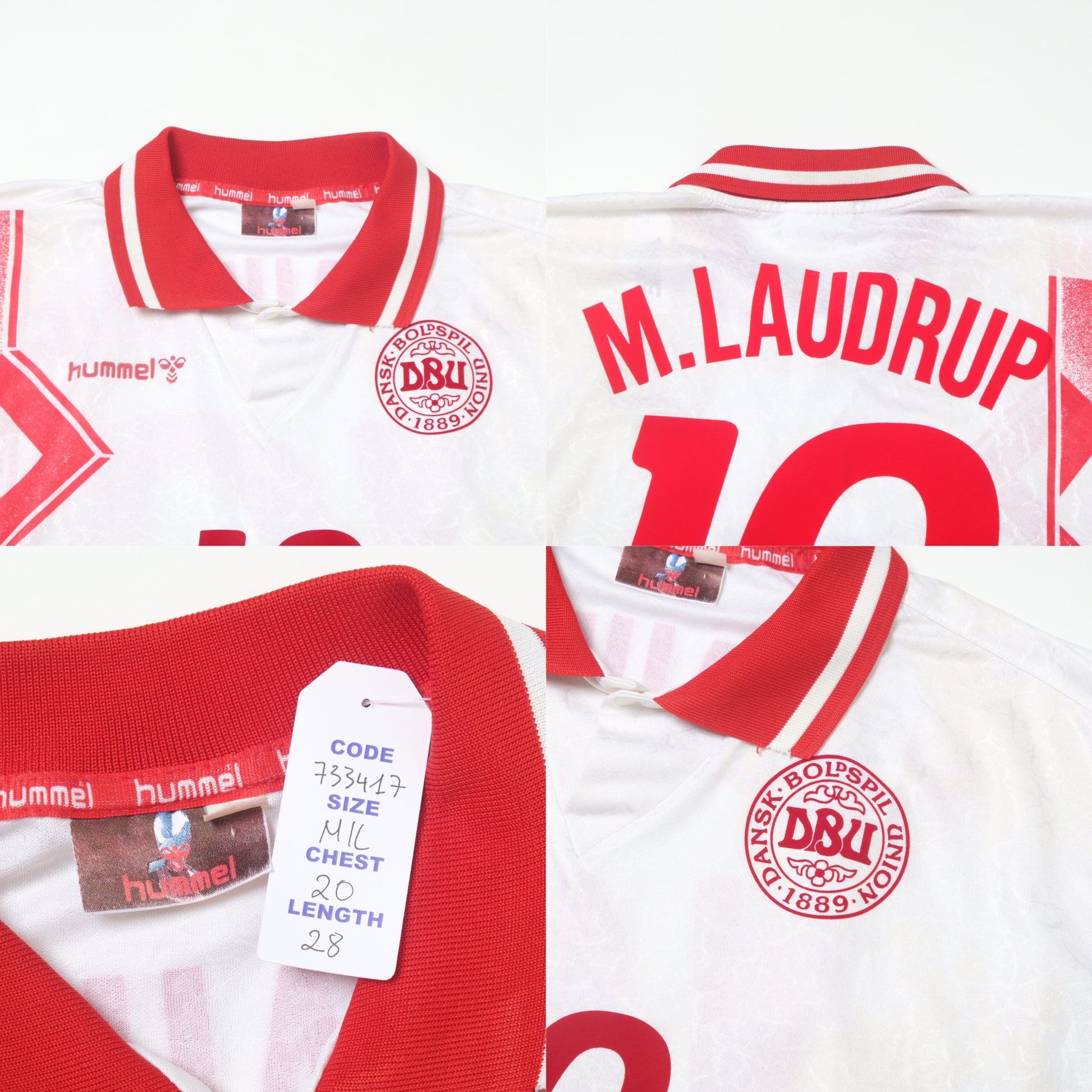 1995 Denmark Away Shirt Hummel Laudrup (M/L)