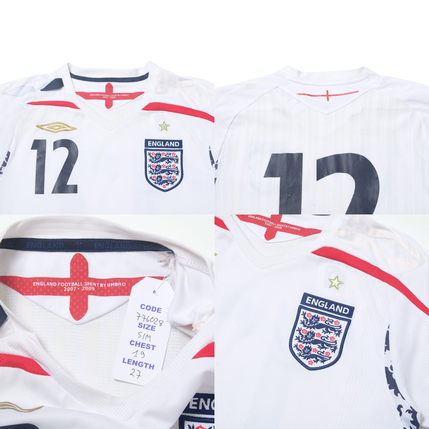 2007/09 England Home Shirt Umbro (S/M)