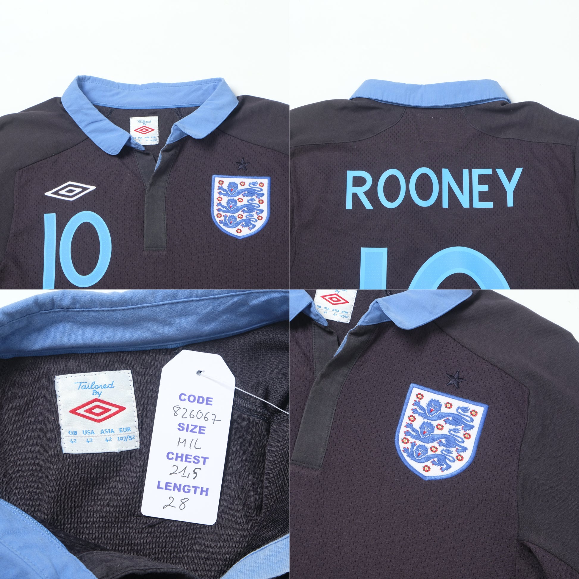 2011/12 England Away Shirt Umbro Rooney (M/L)