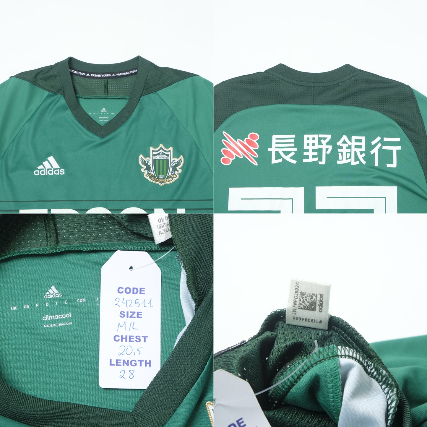 2018/19 Matsumoto Yamaga Home Shirt Adidas J-League (M/L)